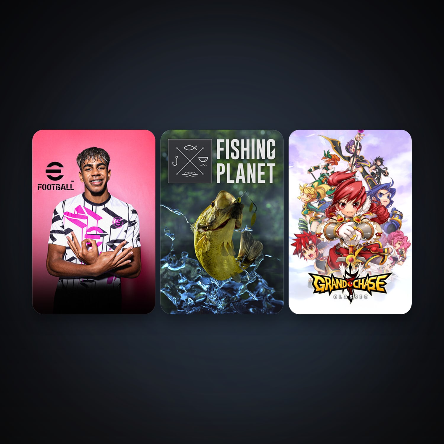 Fishing Planet + GrandChase, 11 games, clean — HabibiAccounts