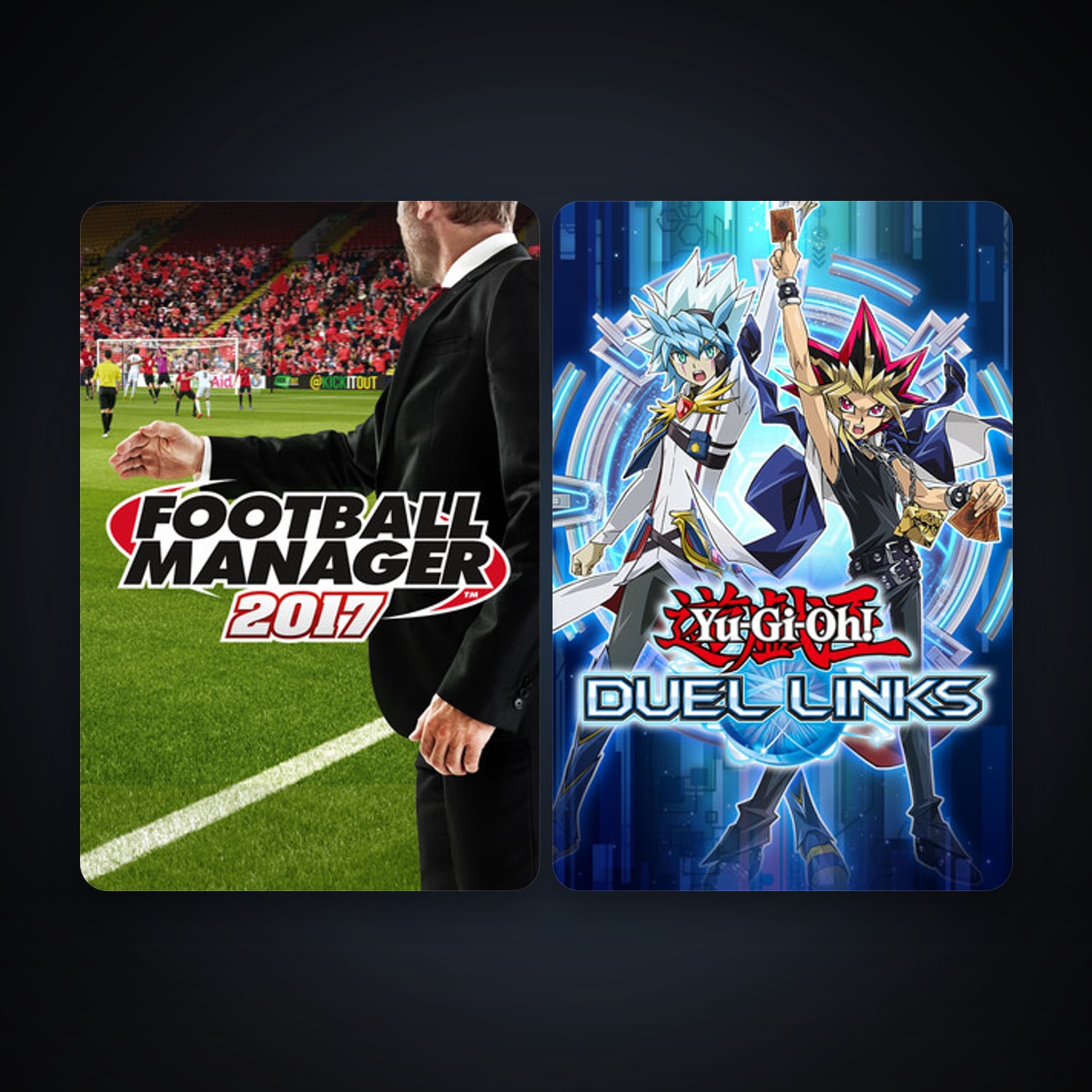 Football Manager 2017 + Yu-Gi-Oh! Duel Links, 3 games, clean — HabibiAccounts