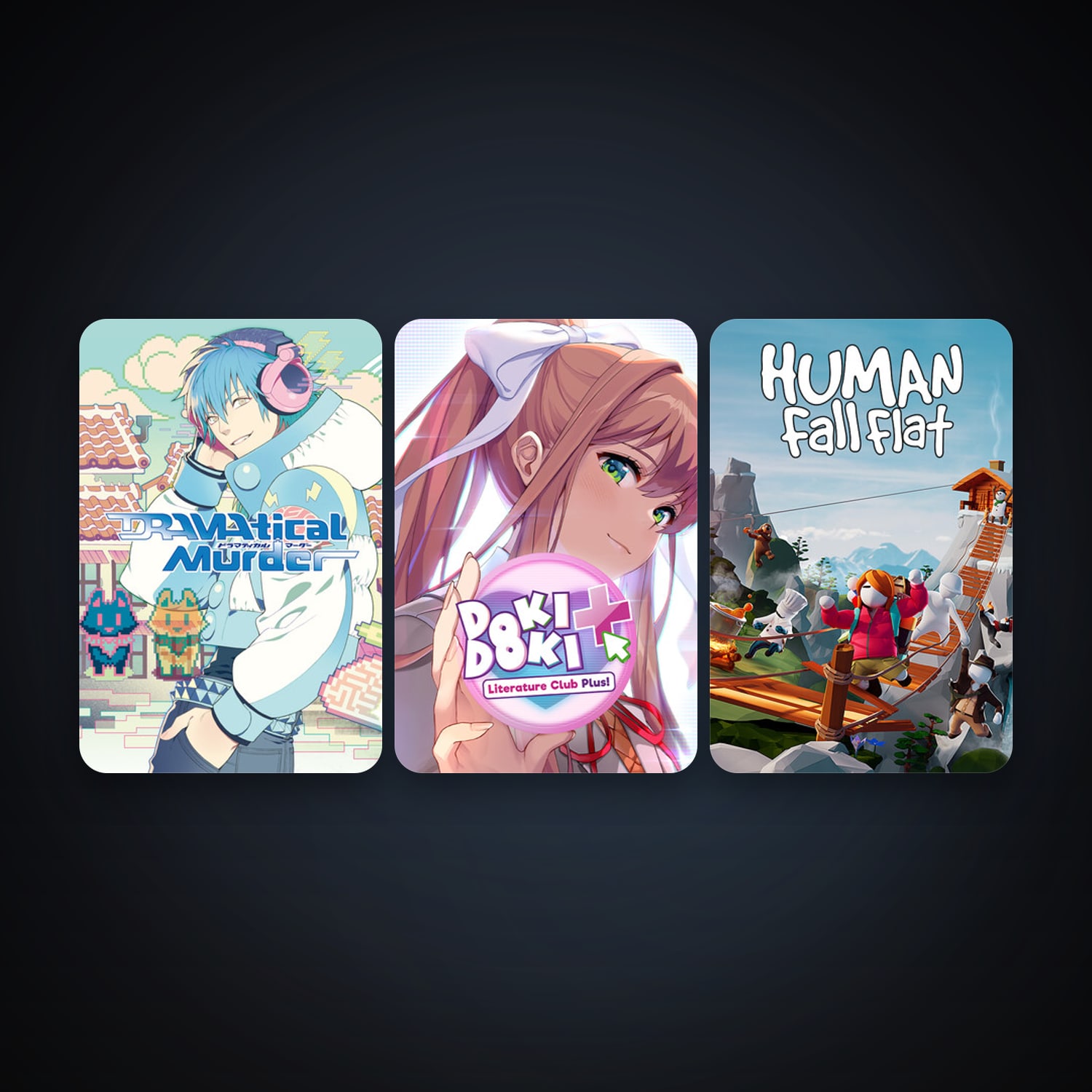 Human: Fall Flat + Doki Doki Literature Club Plus!, 3 games, clean — HabibiAccounts