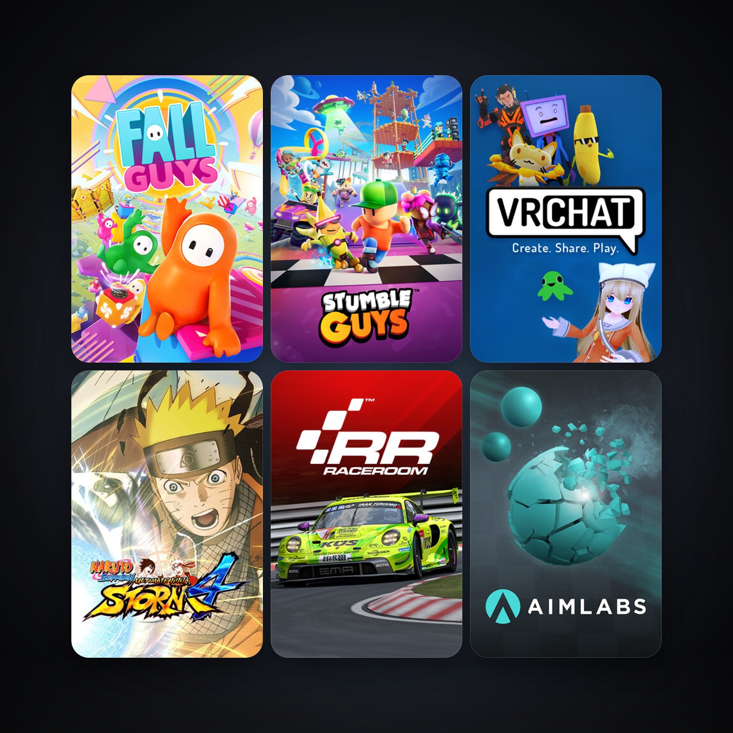 RaceRoom Racing Experience + Street Fighter V, 18 games, clean — HabibiAccounts