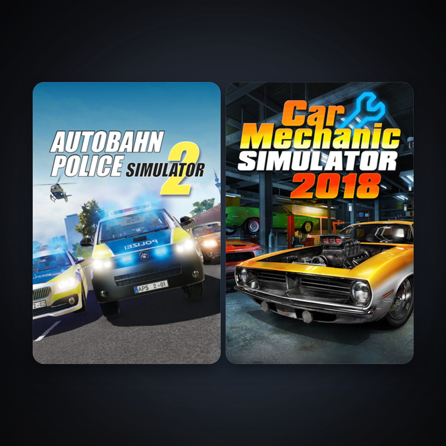 Autobahn Police Simulator 2 + Car Mechanic Simulator 2018, 3 games, clean — HabibiAccounts