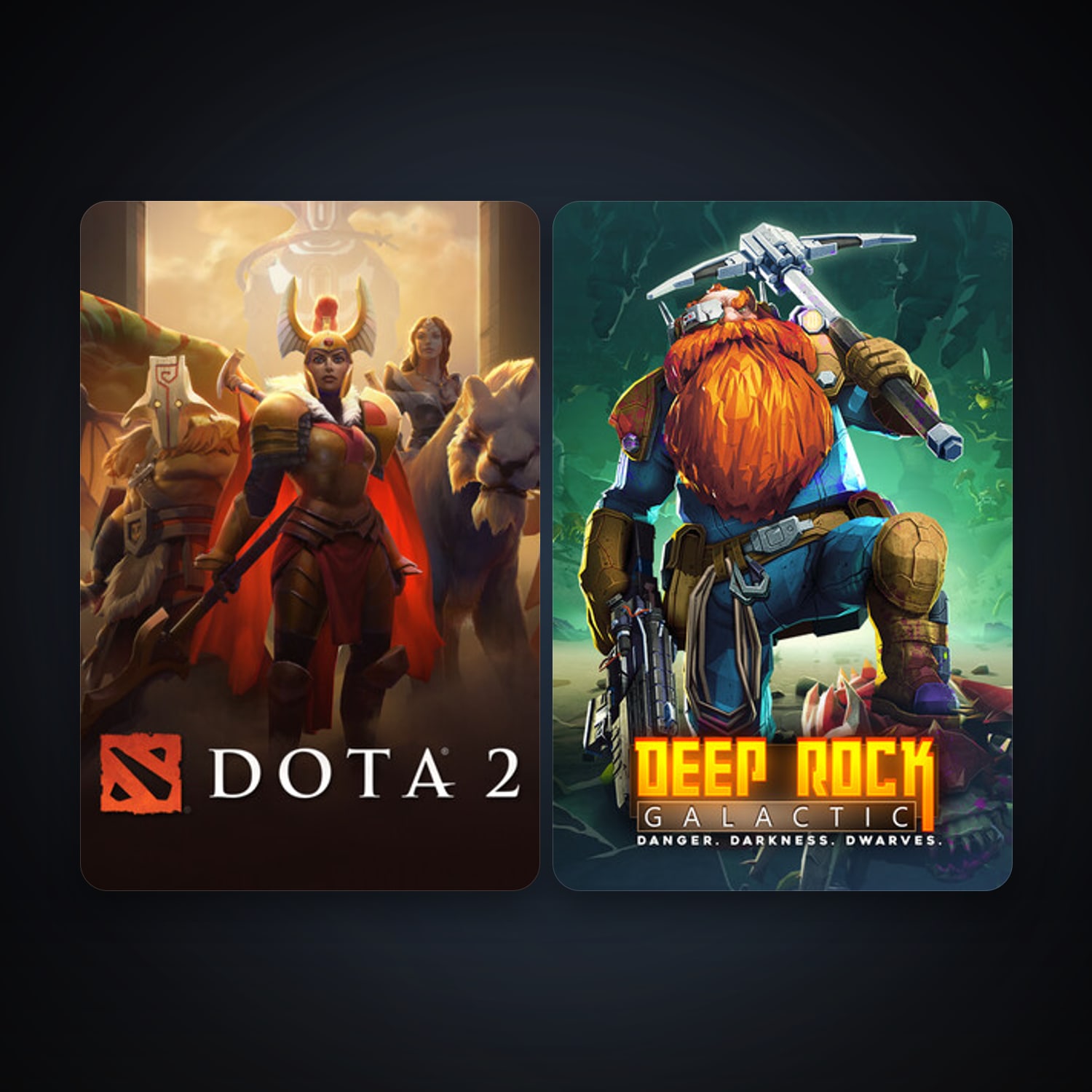 Dota 2 + Deep Rock Galactic, 4 games, clean — HabibiAccounts