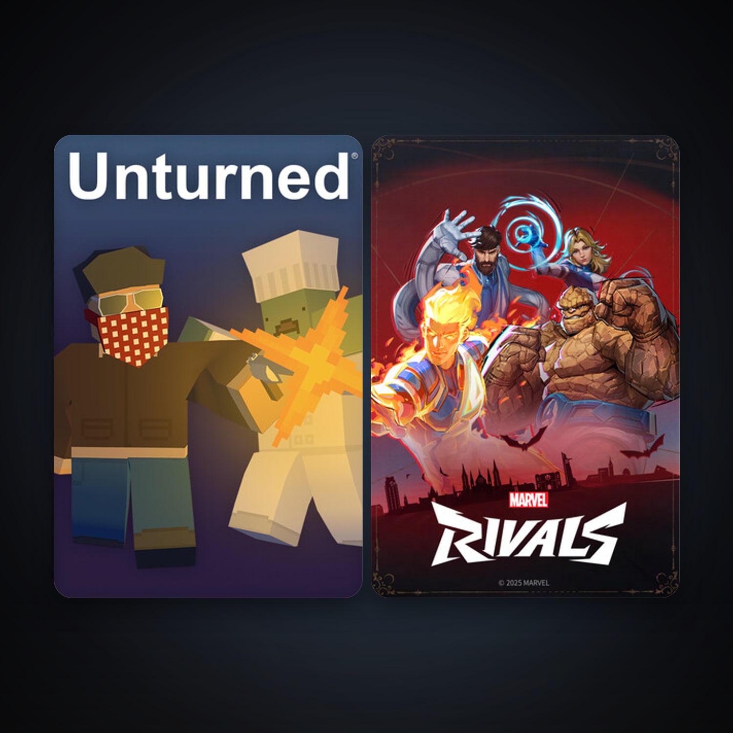 Unturned + Marvel Rivals, 4 games, clean — HabibiAccounts