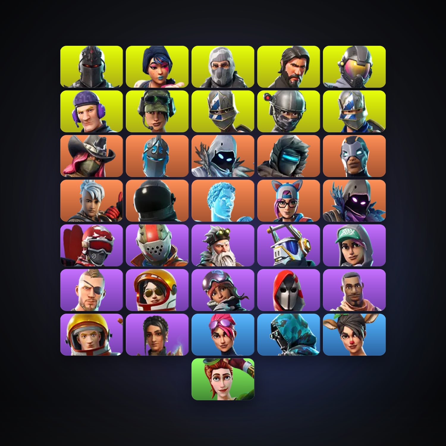 هالحساب فورتنايت، لوكر 36 سكن، 900 فيبوكس، لفل 540، 189 فوز — HabibiAccounts
