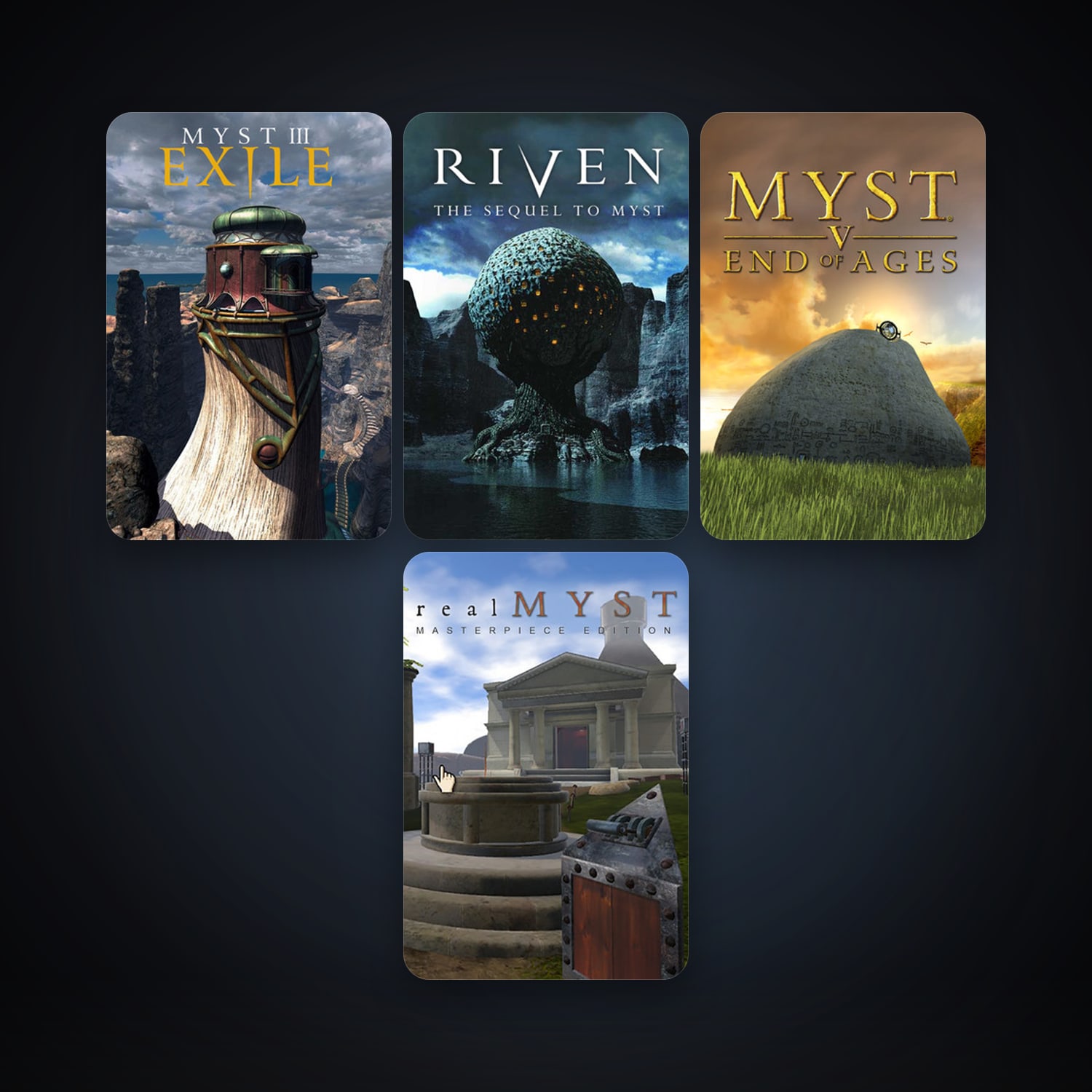 Riven: The Sequel to MYST + Myst V: End of Ages, 7 games, clean — HabibiAccounts