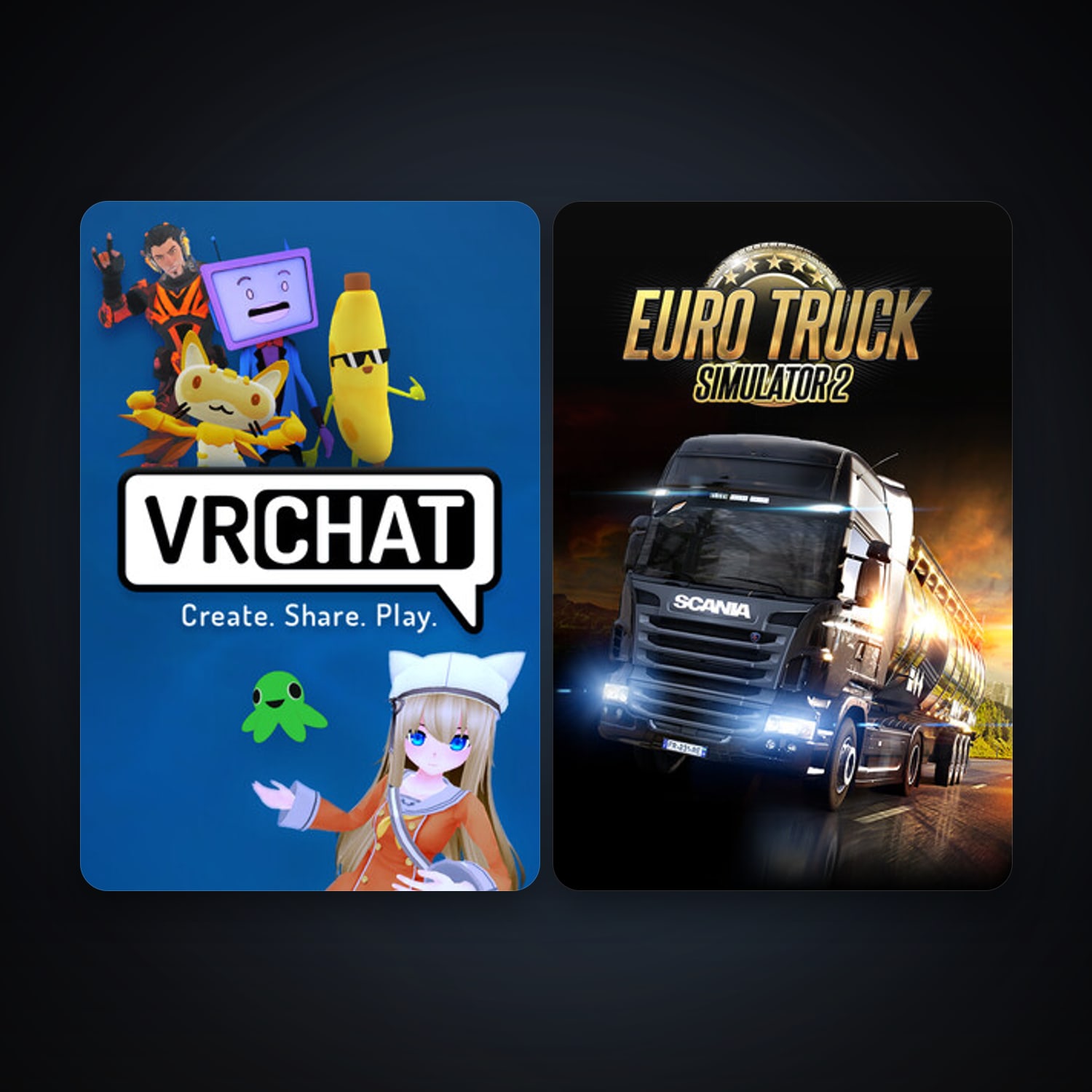 Euro Truck Simulator 2 + VRChat, 4 games, clean — HabibiAccounts