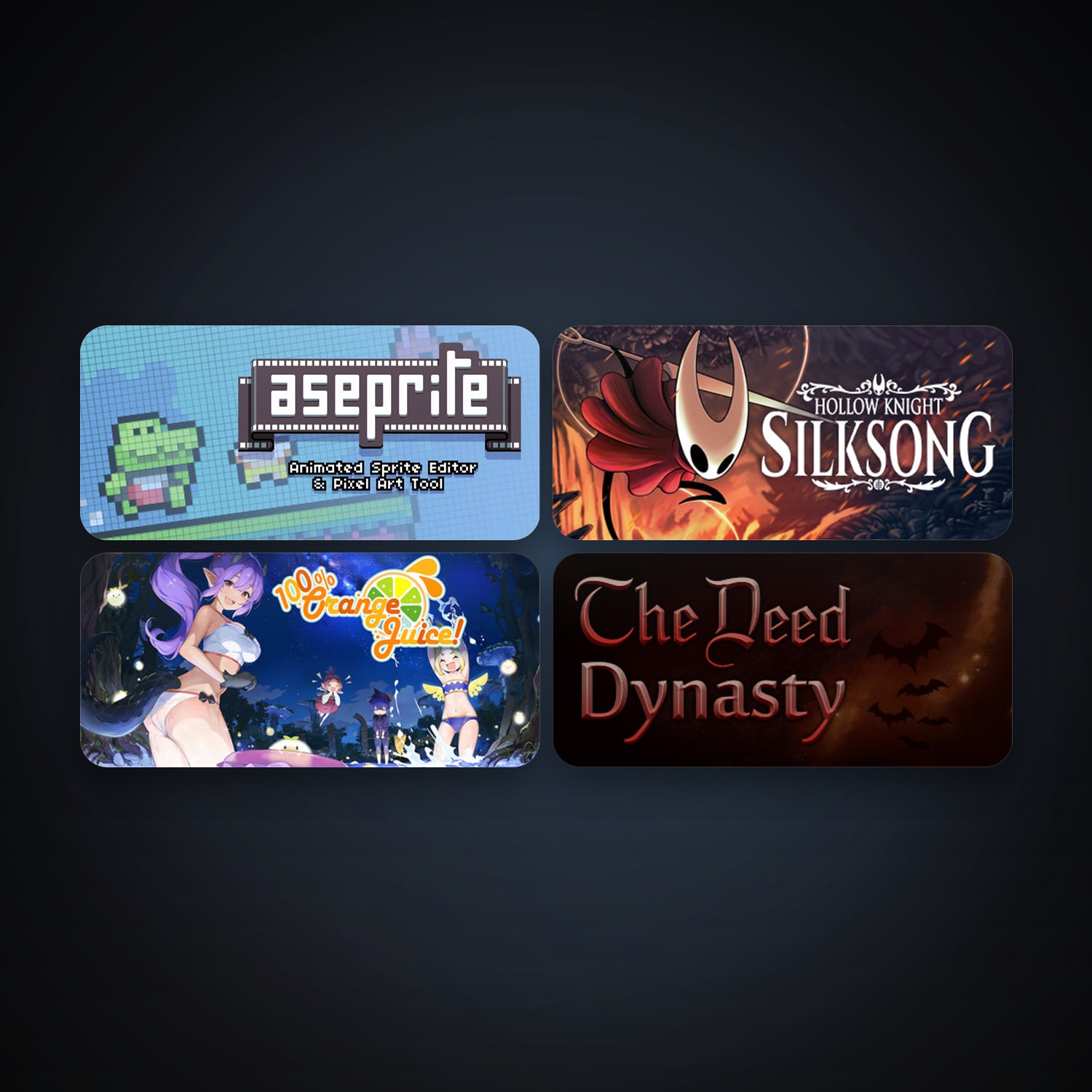 100% Orange Juice + Aseprite, 7 games, clean — HabibiAccounts