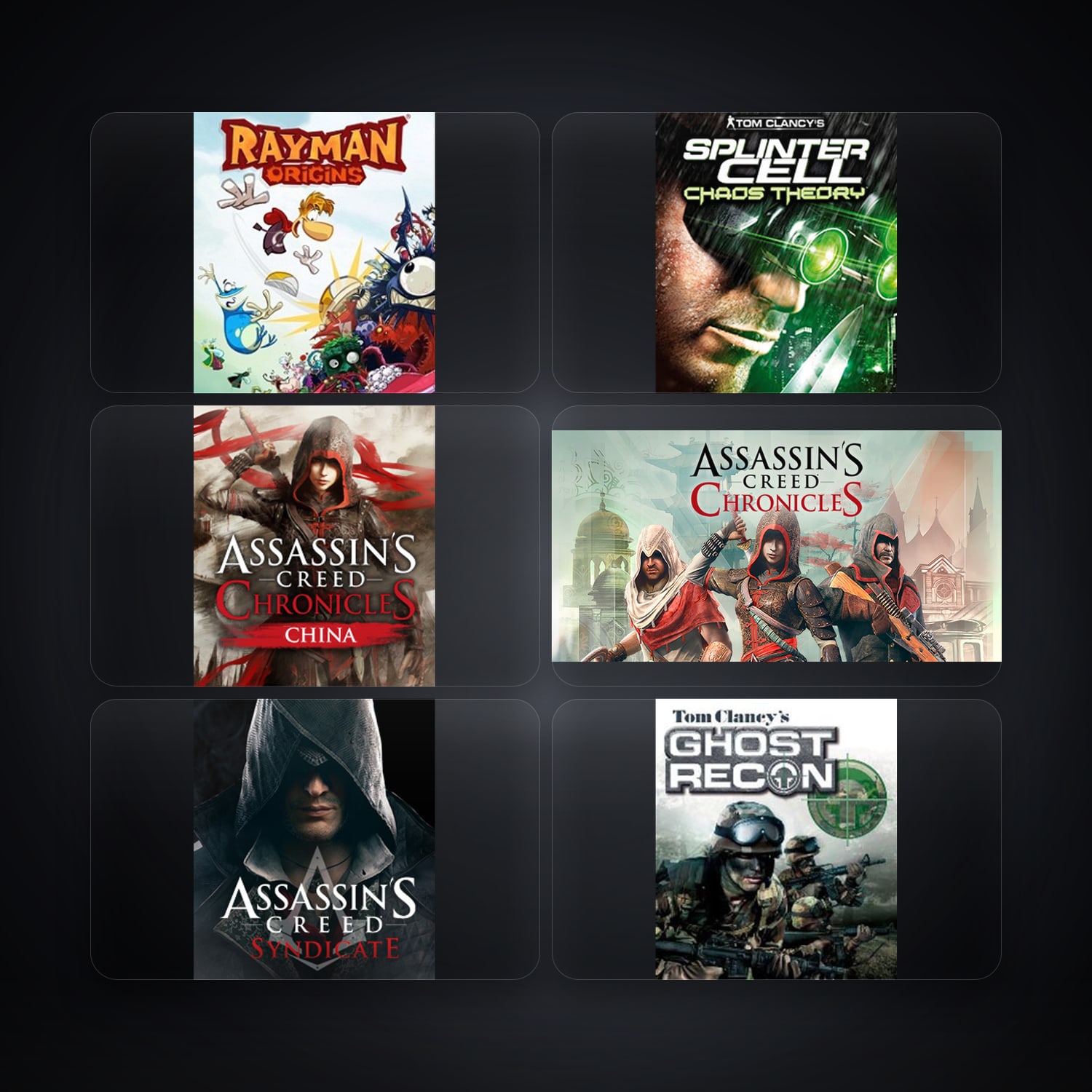 Ubisoft account — Rayman Origins + Tom Clancy's Splinter Cell Chaos Theory — RE — 8 games — HabibiAccounts