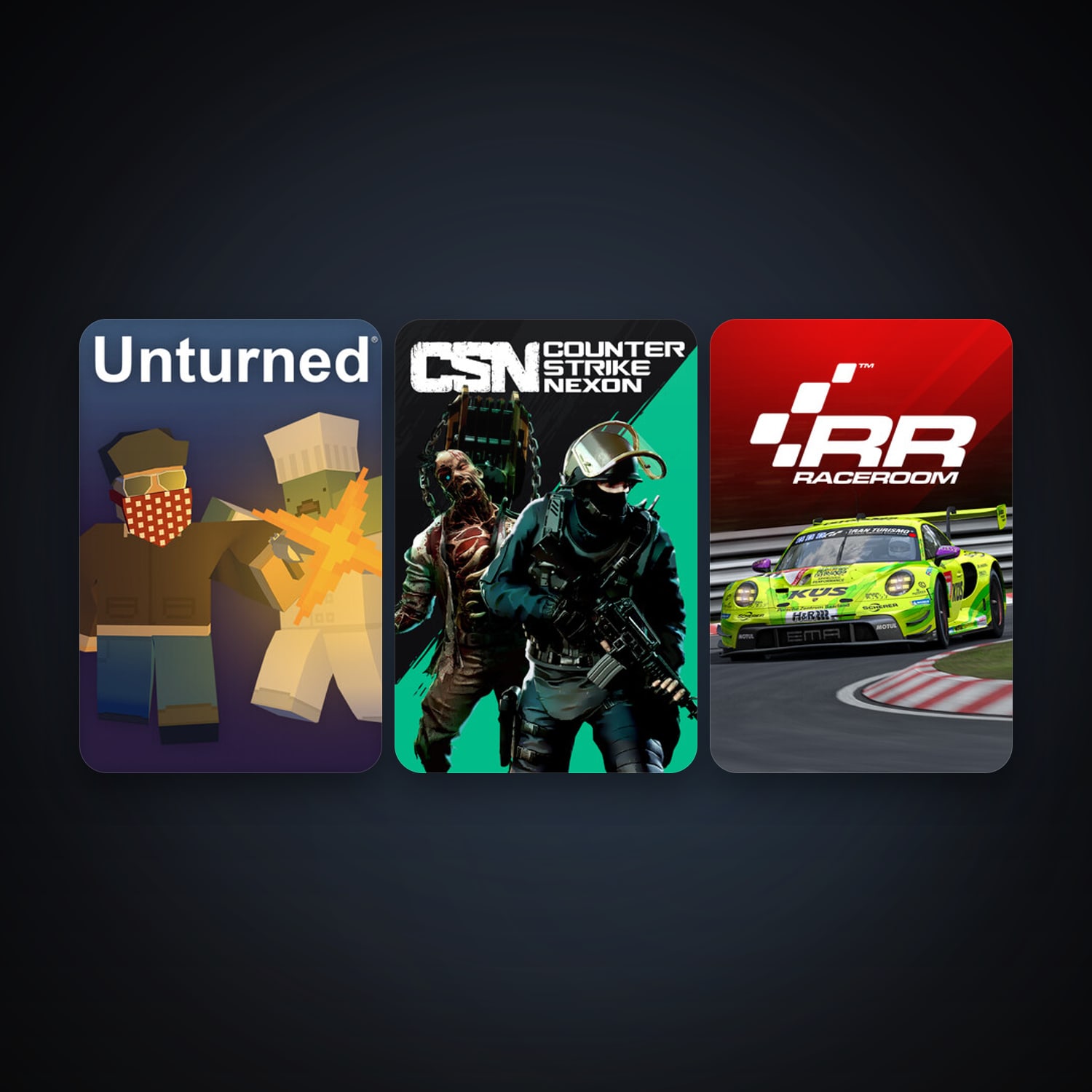 RaceRoom Racing Experience + Counter-Strike Nexon: Studio, 32 games, clean — HabibiAccounts