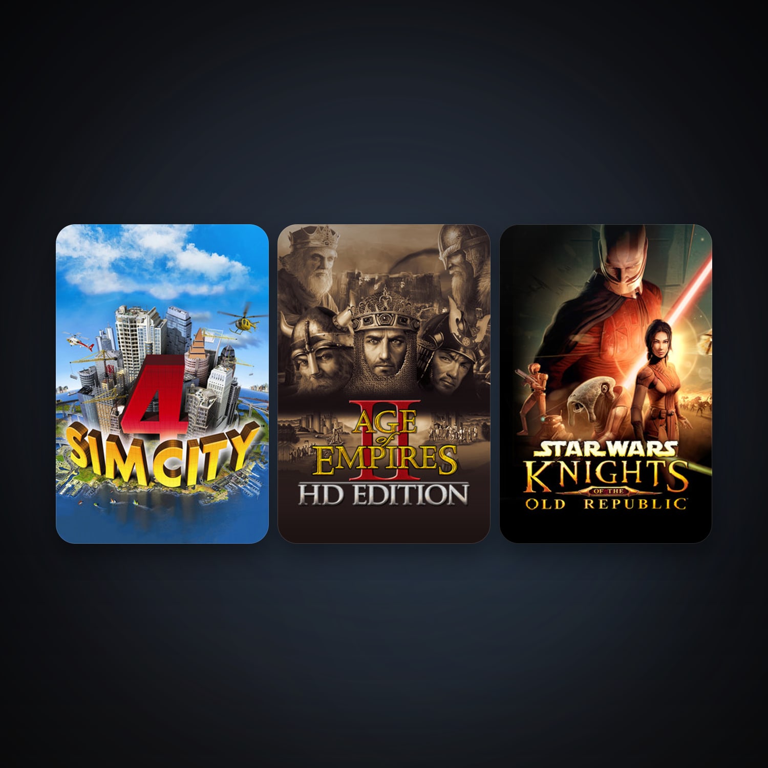 SimCity 4 Deluxe Edition + STAR WARS - Knights of the Old Republic, 3 games, clean — HabibiAccounts