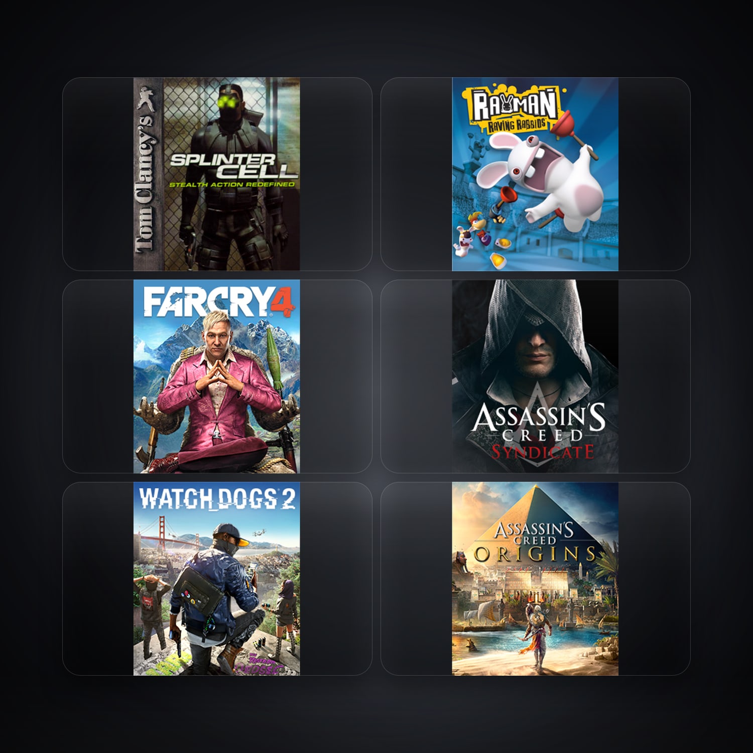 Ubisoft account — Tom Clancy's Splinter Cell + Rayman Raving Rabbids — US — 8 games — HabibiAccounts