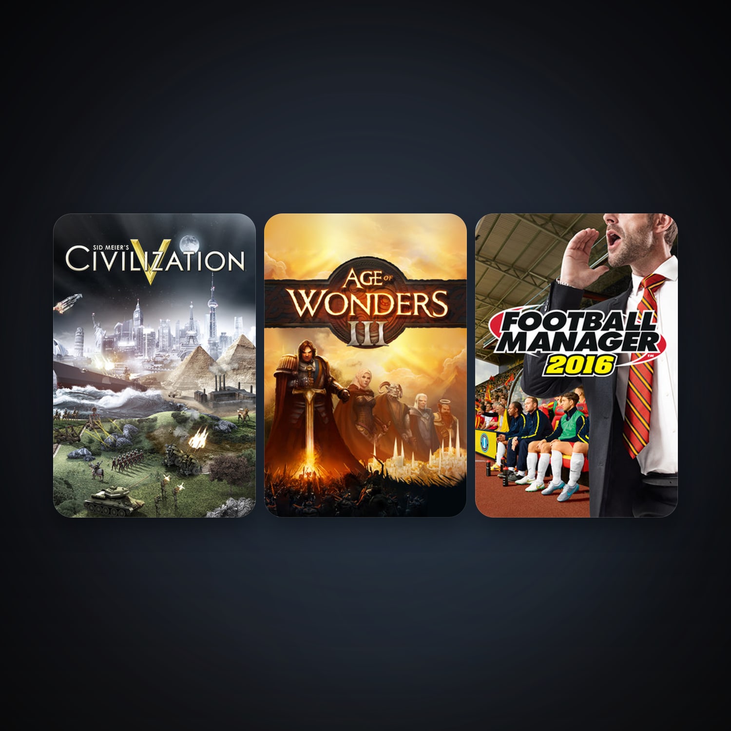 Sid Meier's Civilization V + Age of Wonders III, 3 games, clean — HabibiAccounts