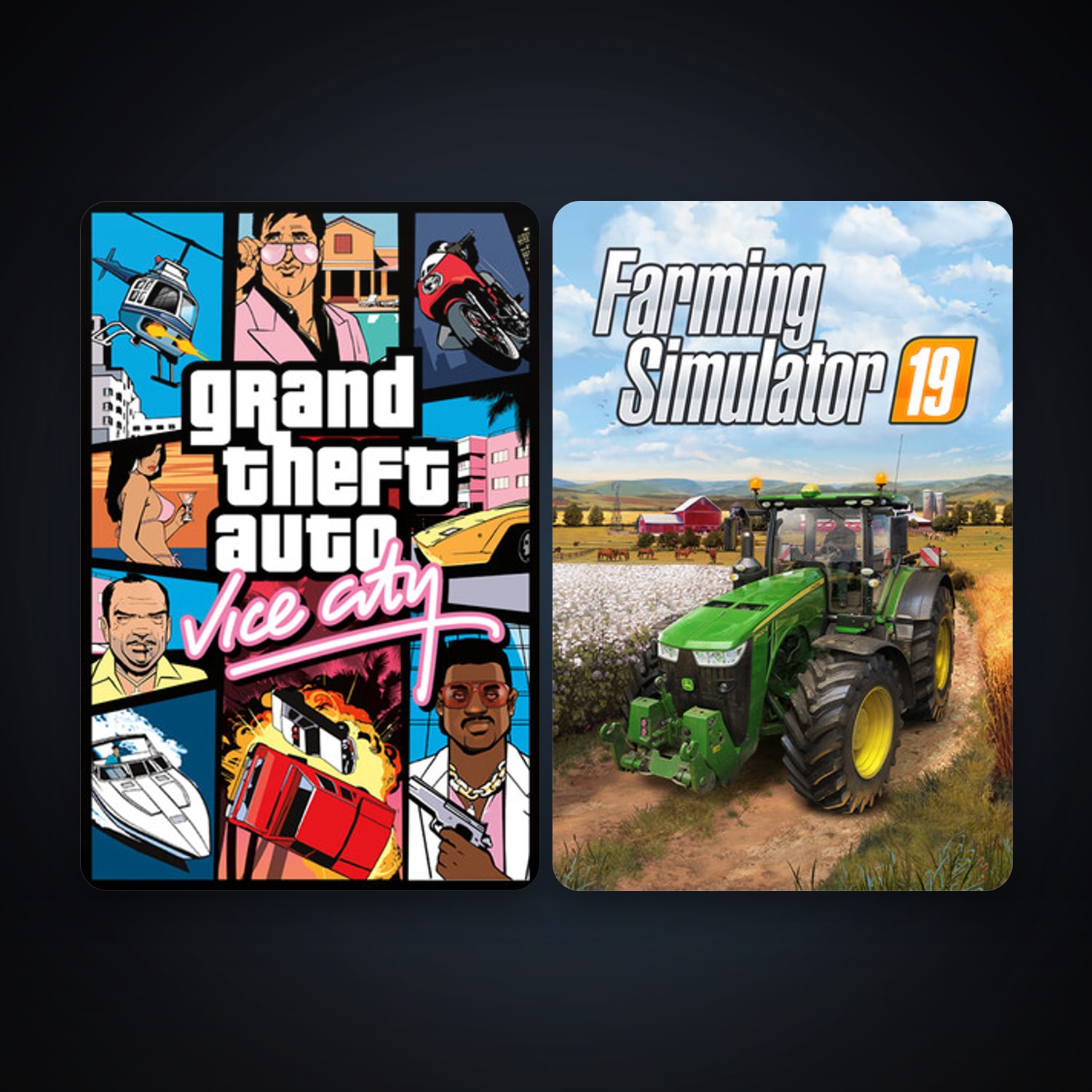 Grand Theft Auto: Vice City + Farming Simulator 19, 4 games, clean — HabibiAccounts