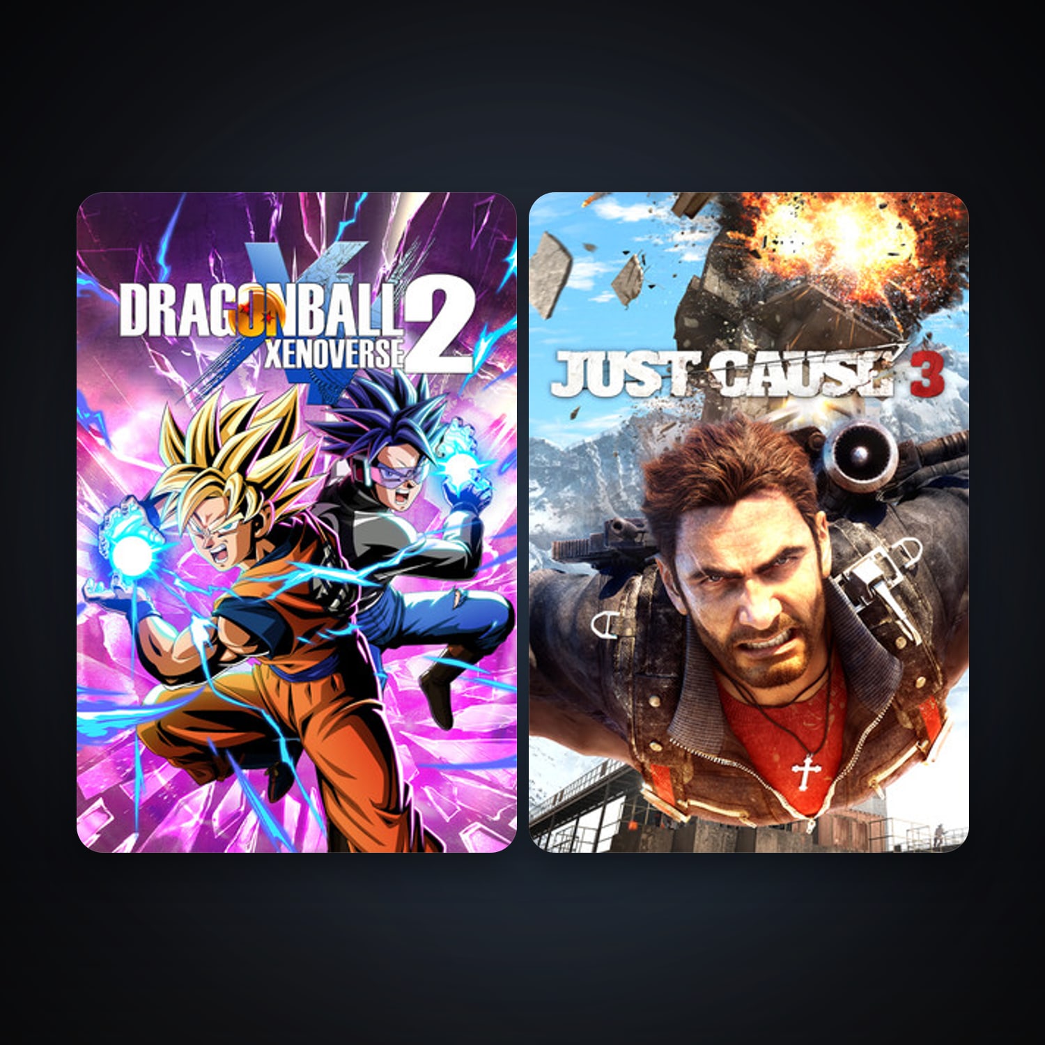 Just Cause 3 + DRAGON BALL XENOVERSE 2, 2 games, clean — HabibiAccounts