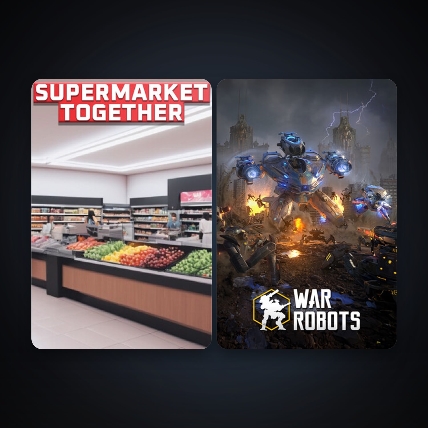 War Robots + Supermarket Together, 5 games, clean — HabibiAccounts