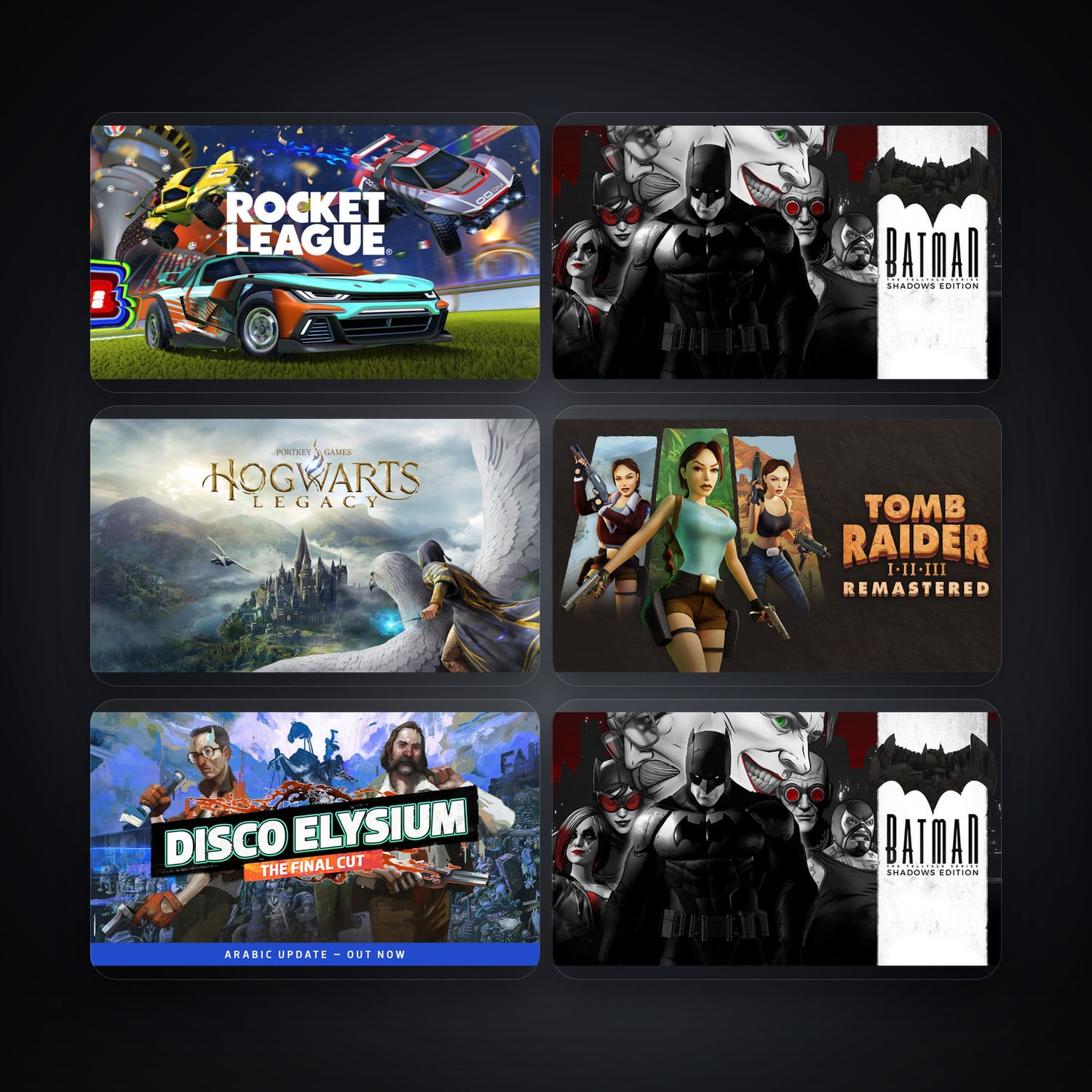 هالحساب إبك فيه Rocket League وTelltale Batman Season 1، SA، 9 ألعاب — HabibiAccounts