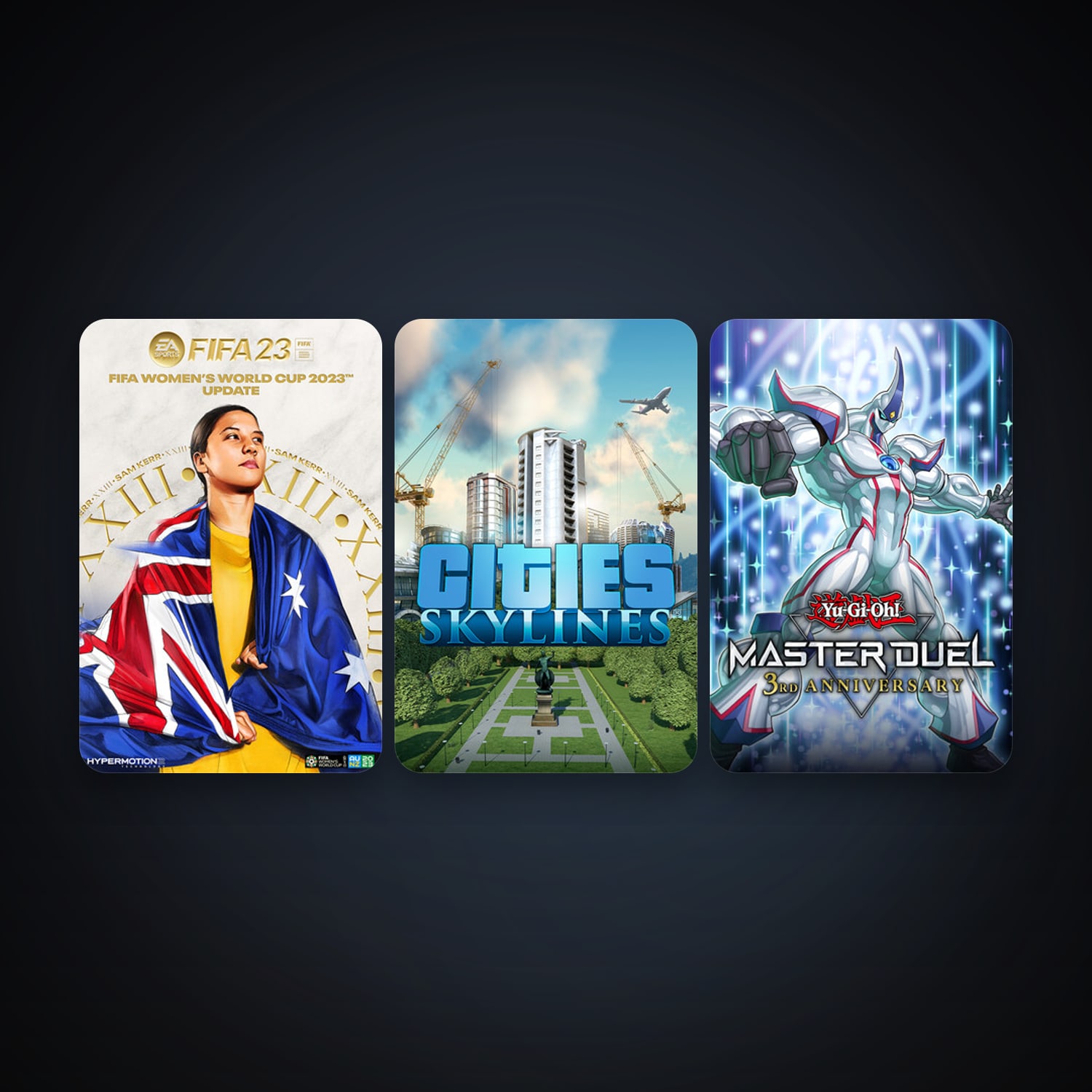Cities: Skylines + Yu-Gi-Oh! Master Duel, 3 games, clean — HabibiAccounts