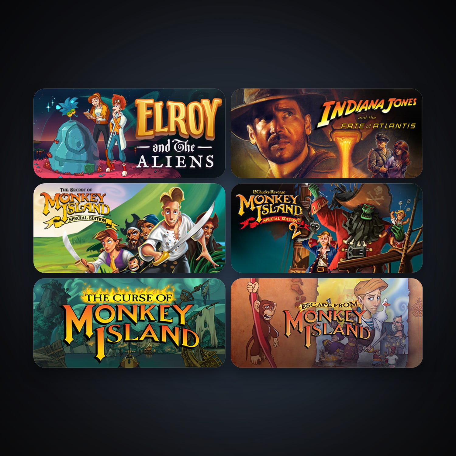 Indiana Jones and the Fate of Atlantis + The Secret of Monkey Island: Special Edition, 9 games, clean — HabibiAccounts