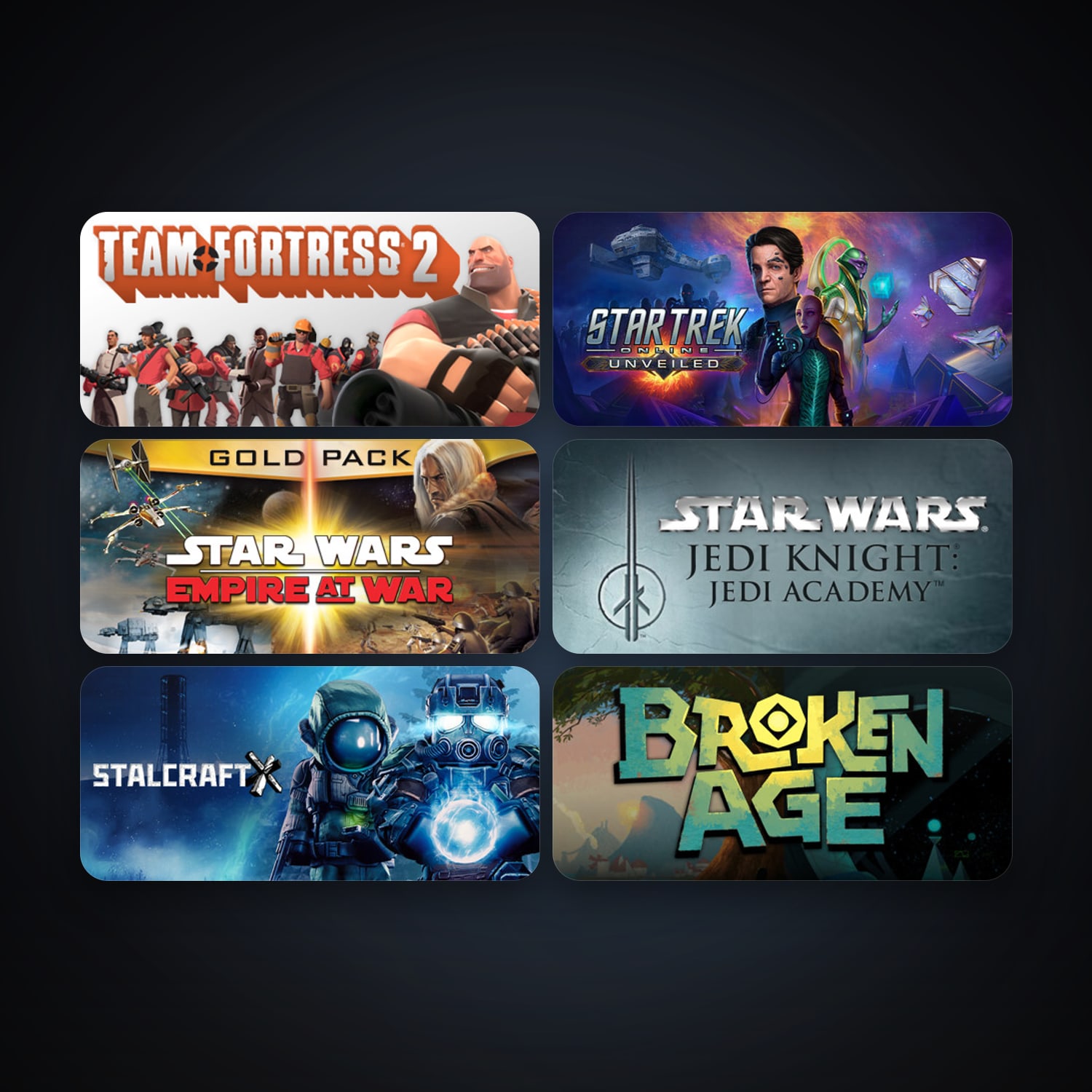 Team Fortress 2 + STAR WARS Jedi Knight - Jedi Academy, 7 games, clean — HabibiAccounts