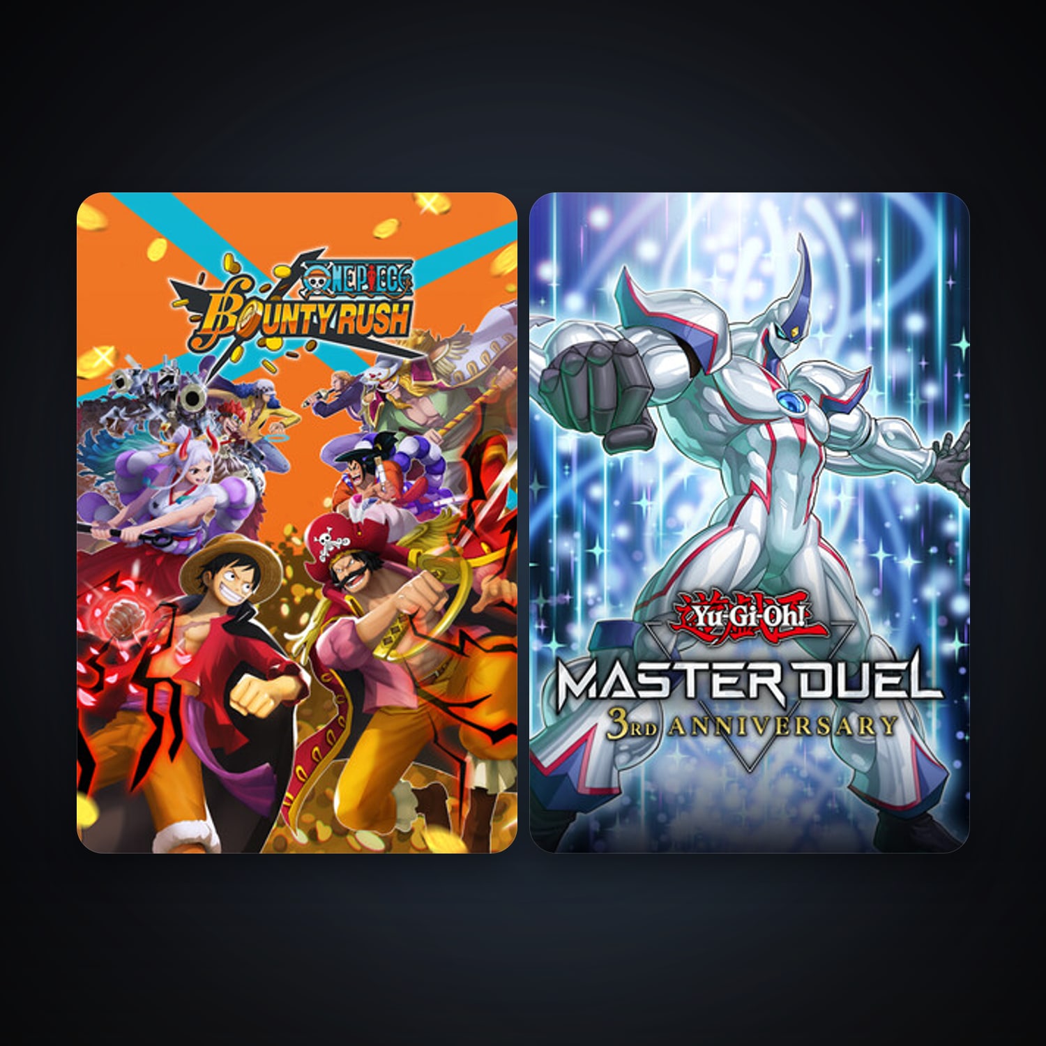 Yu-Gi-Oh! Master Duel + ONE PIECE Bounty Rush, 3 games, clean — HabibiAccounts