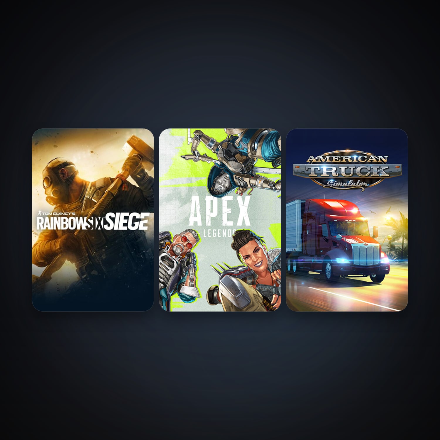 American Truck Simulator + Tom Clancy's Rainbow Six Siege, 4 games, clean — HabibiAccounts