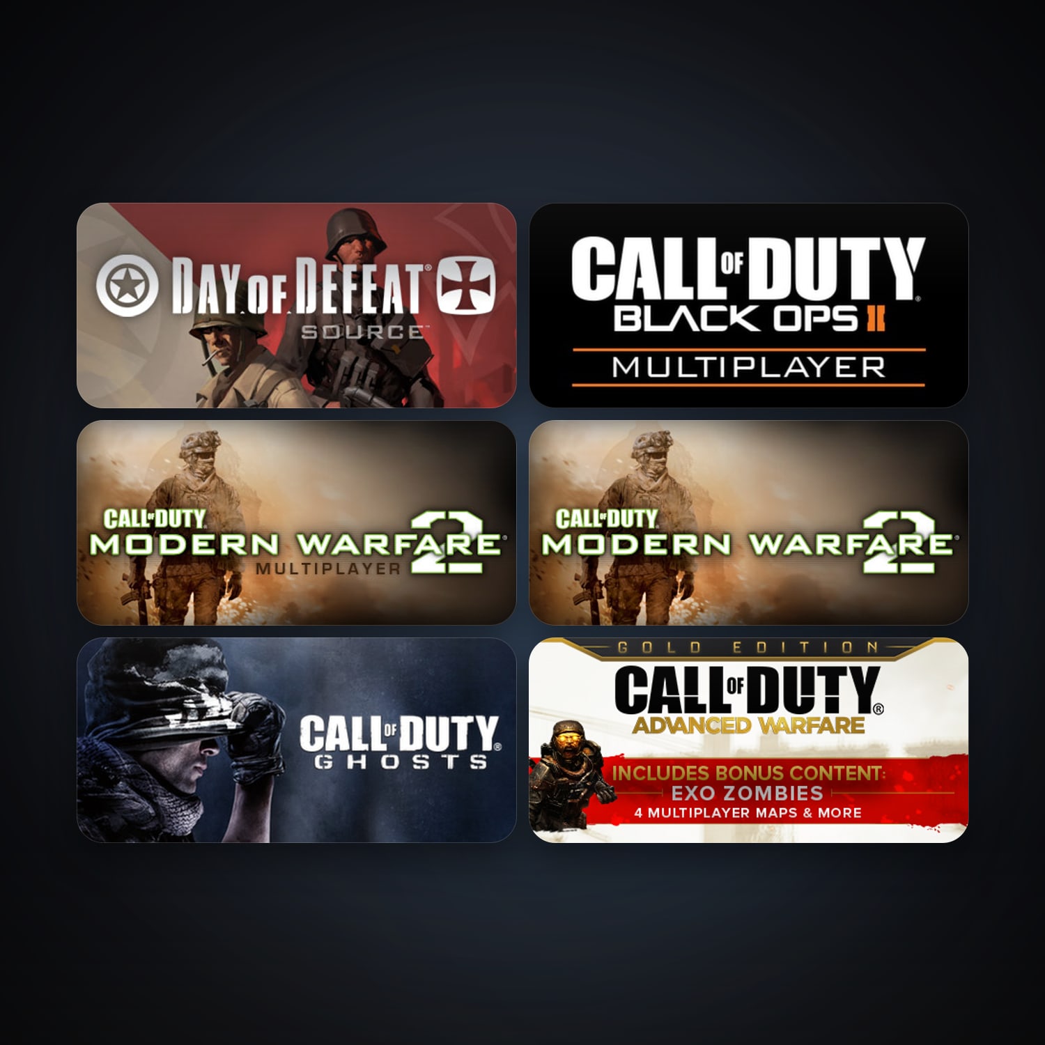 Day of Defeat: Source + Call of Duty: Modern Warfare 2 (2009), 10 games, Steam 10, clean — HabibiAccounts