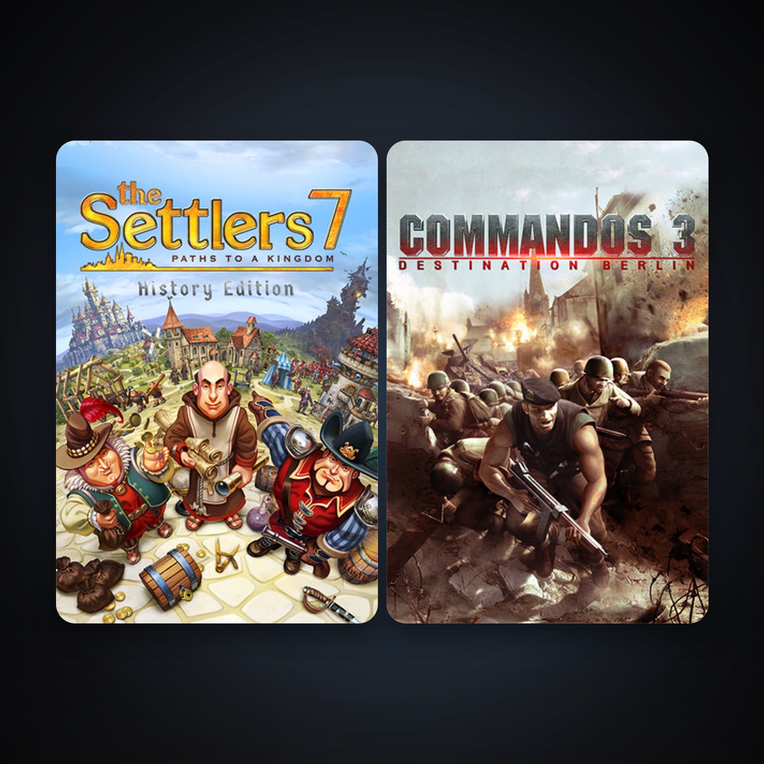 Commandos 3: Destination Berlin + The Settlers 7 : History Edition, 5 games, clean — HabibiAccounts