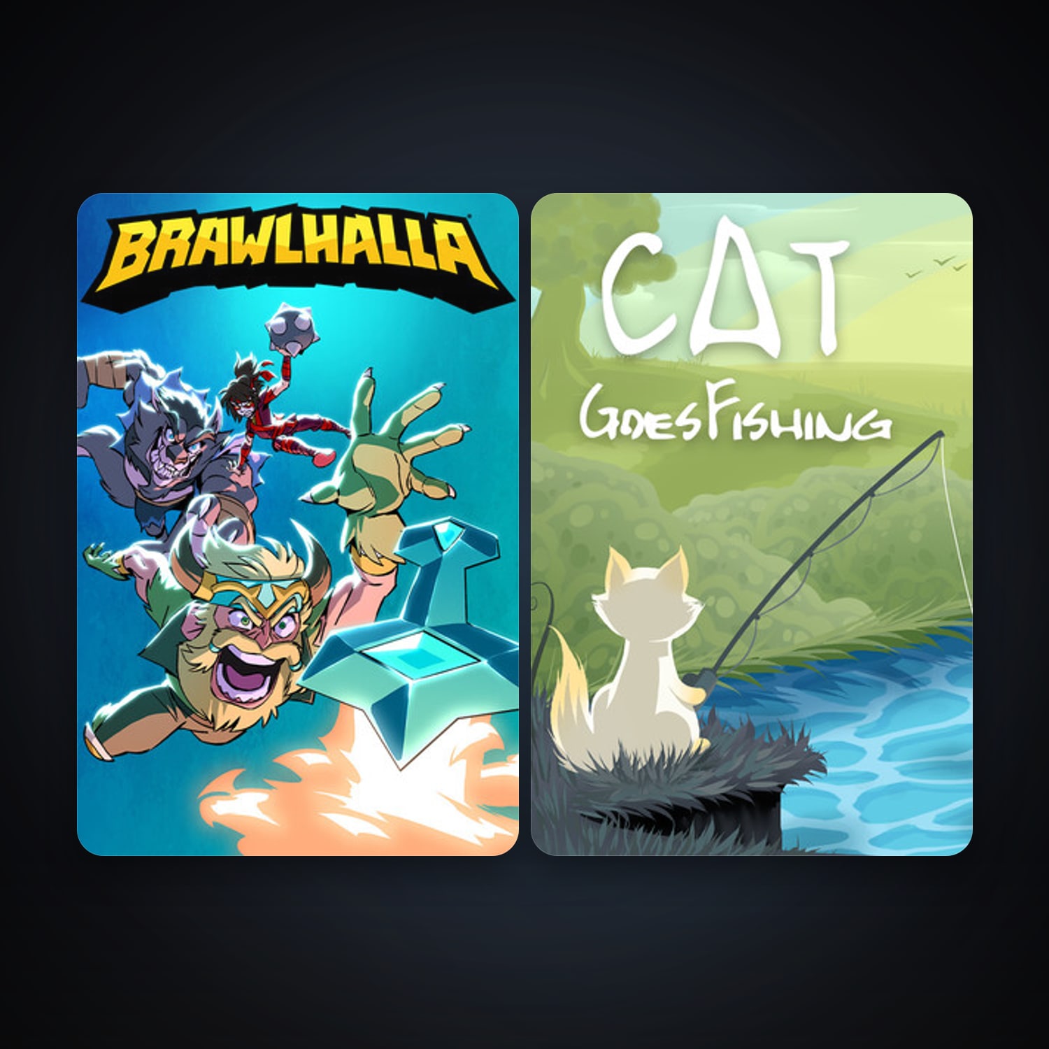Brawlhalla + Cat Goes Fishing, 2 games, clean — HabibiAccounts