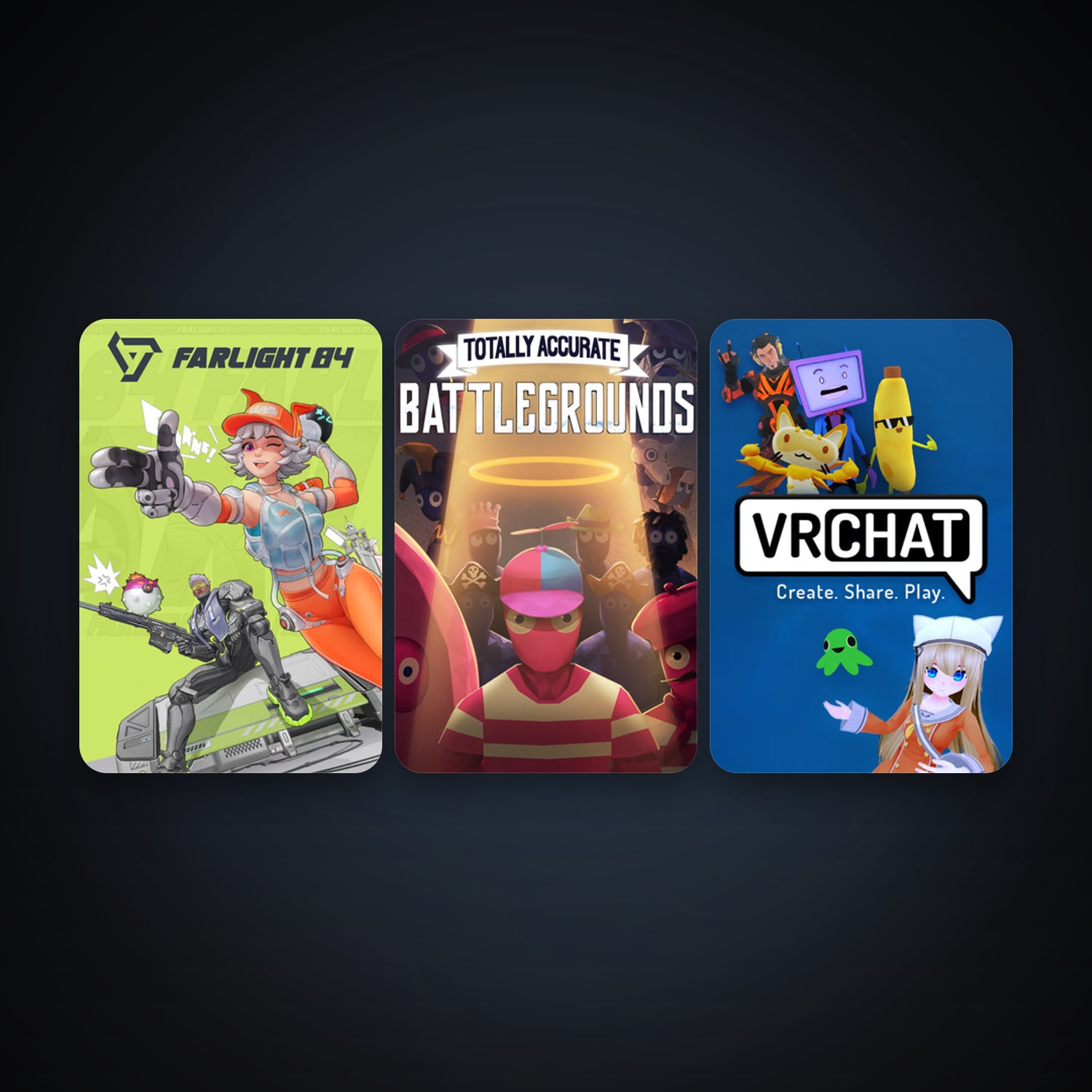 VRChat + Totally Accurate Battlegrounds, 8 games, clean — HabibiAccounts