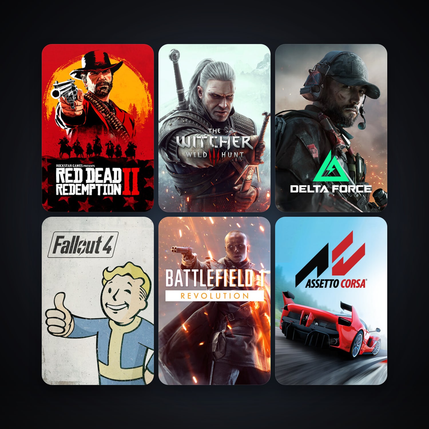 Assetto Corsa + The Witcher 3: Wild Hunt, 10 games, clean — HabibiAccounts