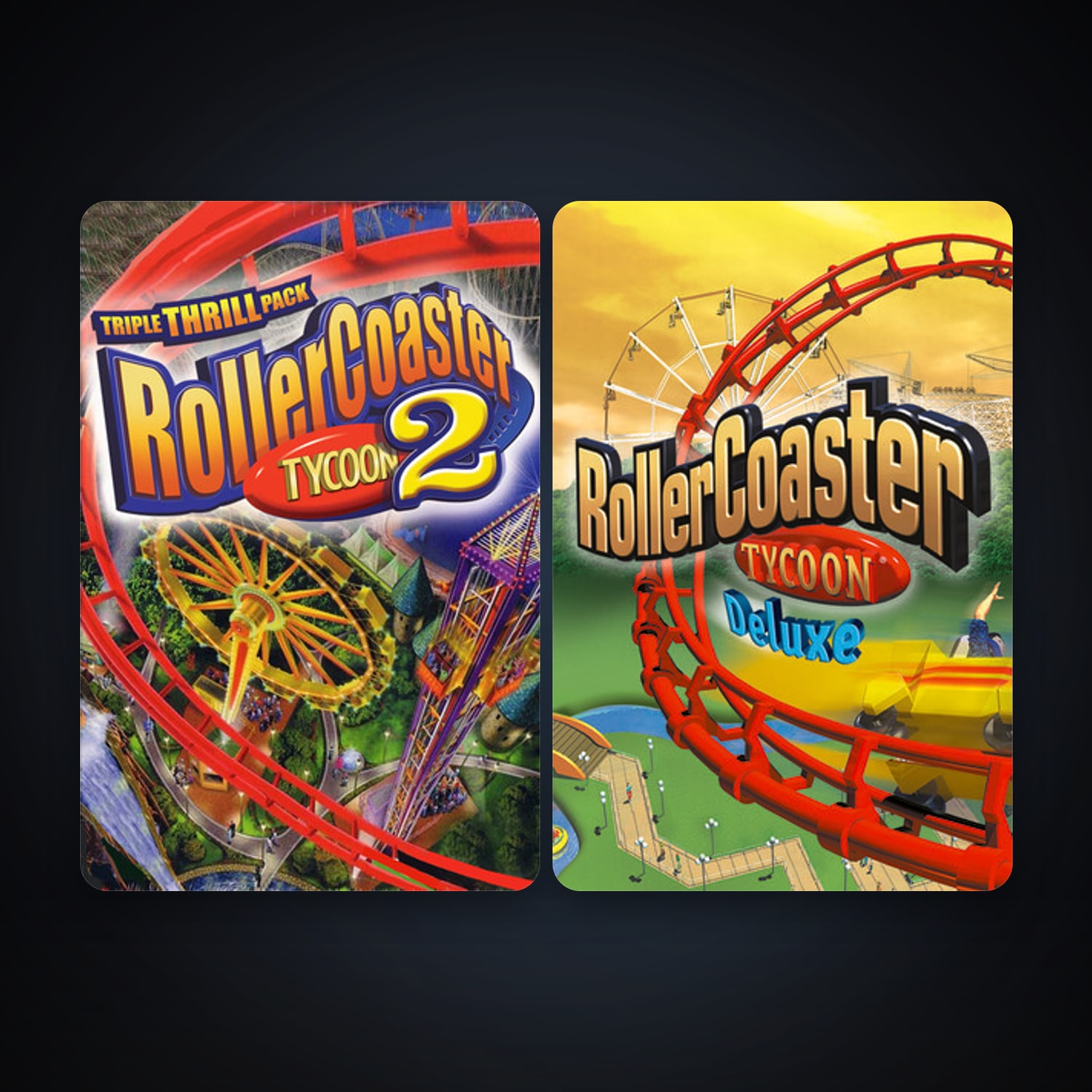 RollerCoaster Tycoon: Deluxe + RollerCoaster Tycoon 2: Triple Thrill Pack, 3 games, clean — HabibiAccounts