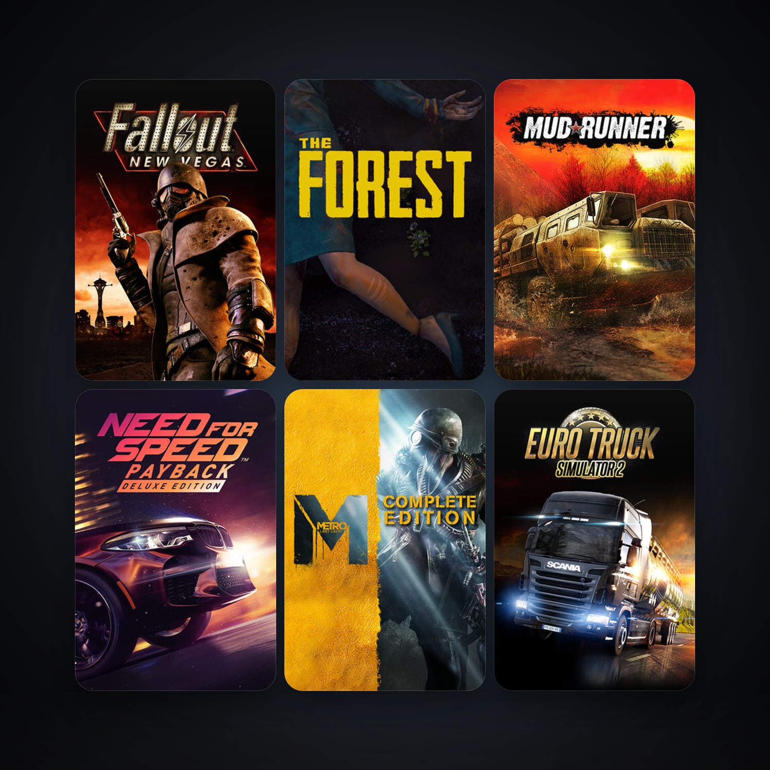 Fallout: New Vegas + Metro: Last Light, 12 games, clean — HabibiAccounts