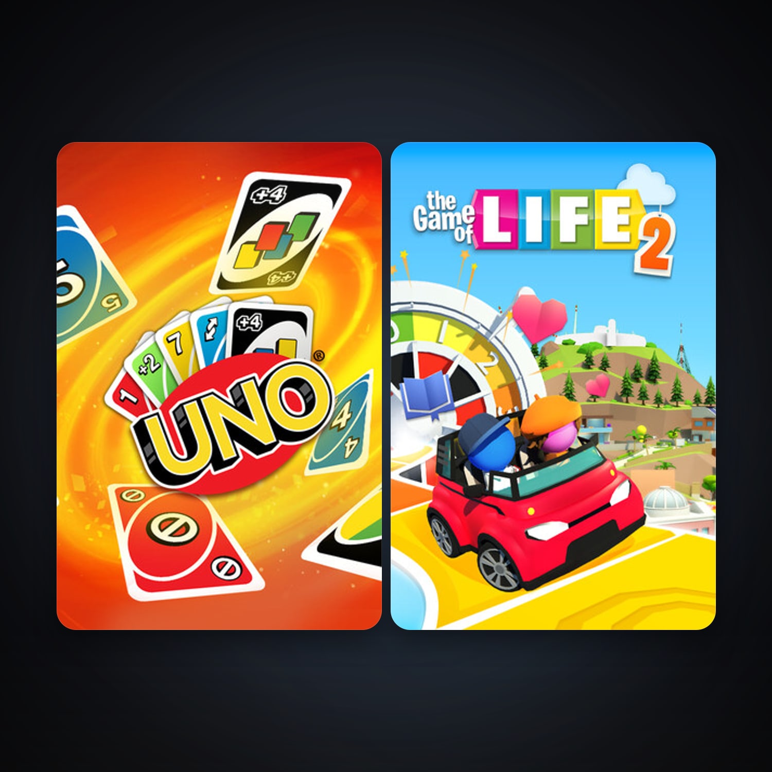 UNO + THE GAME OF LIFE 2, 2 games, clean — HabibiAccounts