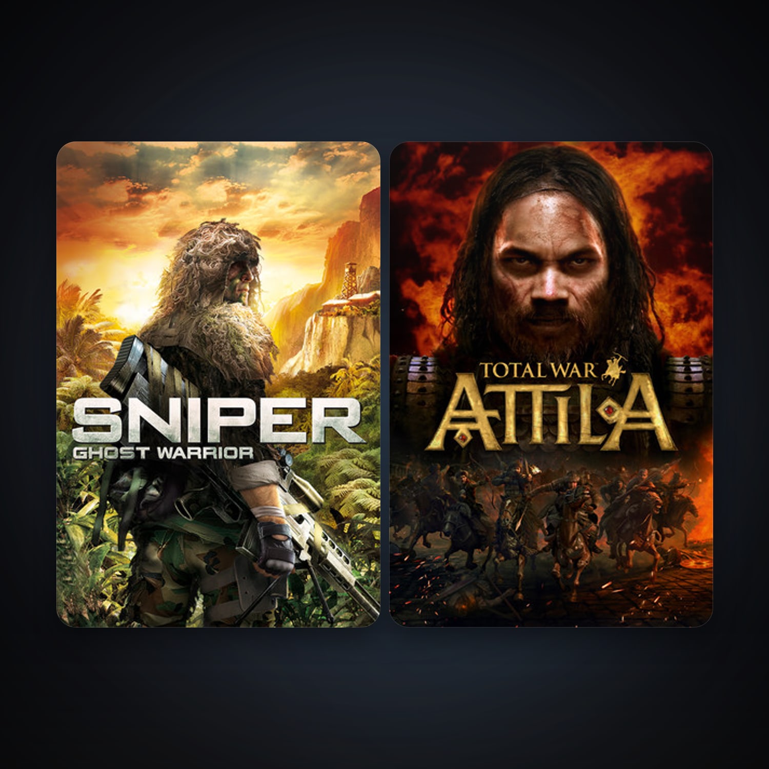Sniper: Ghost Warrior + Total War: ATTILA, 4 games, clean — HabibiAccounts