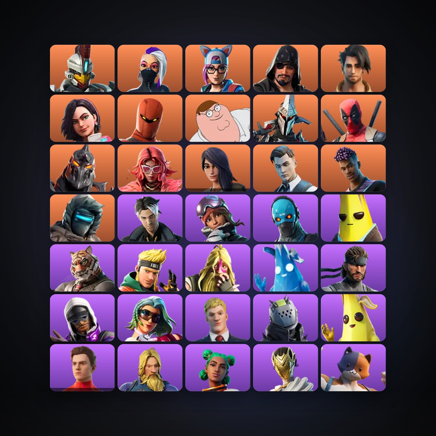 Fortnite locker — 74 skins — 1.4K V-Bucks — lvl 1416 — HabibiAccounts