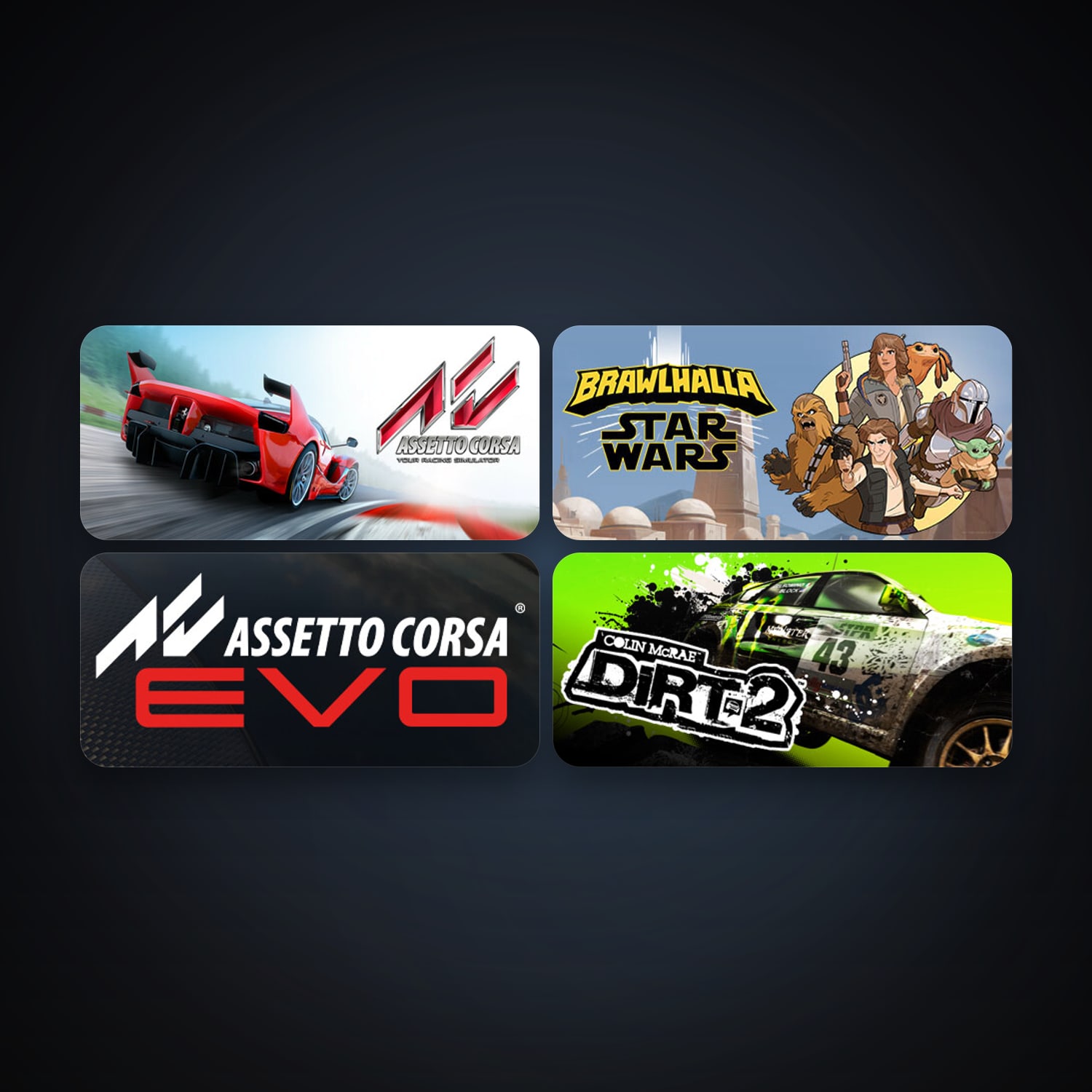 DiRT 2 + Assetto Corsa, 5 games, clean — HabibiAccounts