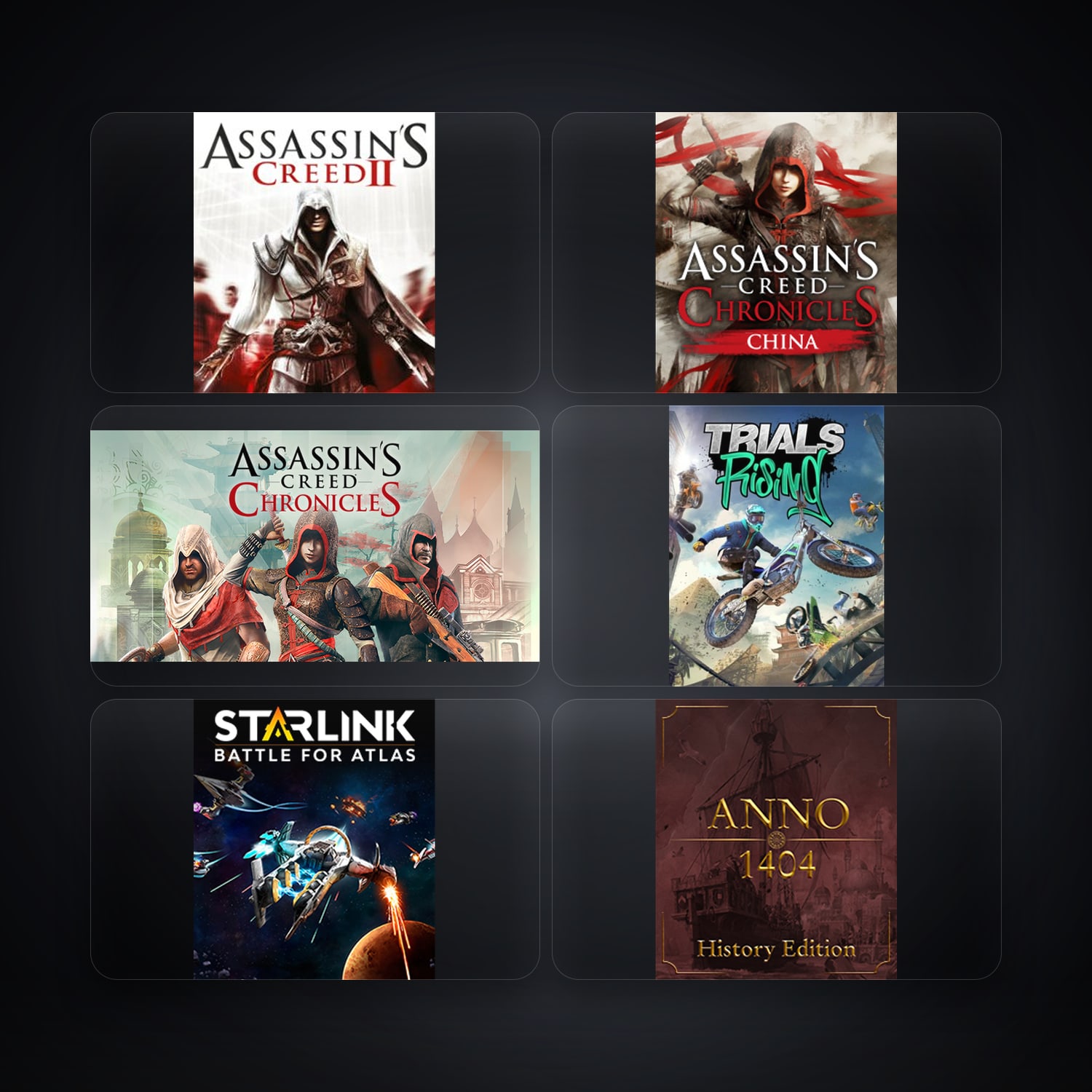 حساب يوبيسوفت فيه Assassin's Creed II وAssassin's Creed Chronicles China، VN، 8 ألعاب — HabibiAccounts