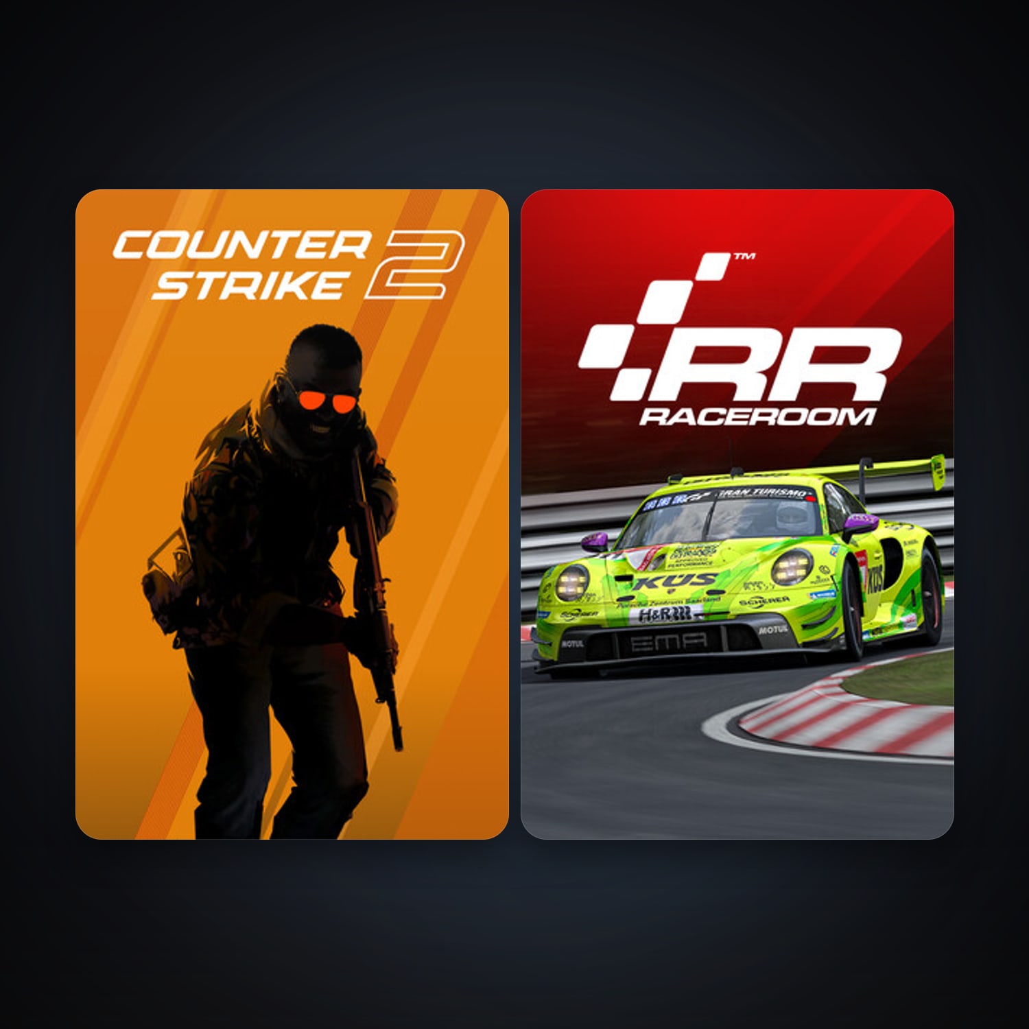 CS2 Prime + RaceRoom Racing Experience, 4 games, clean — HabibiAccounts