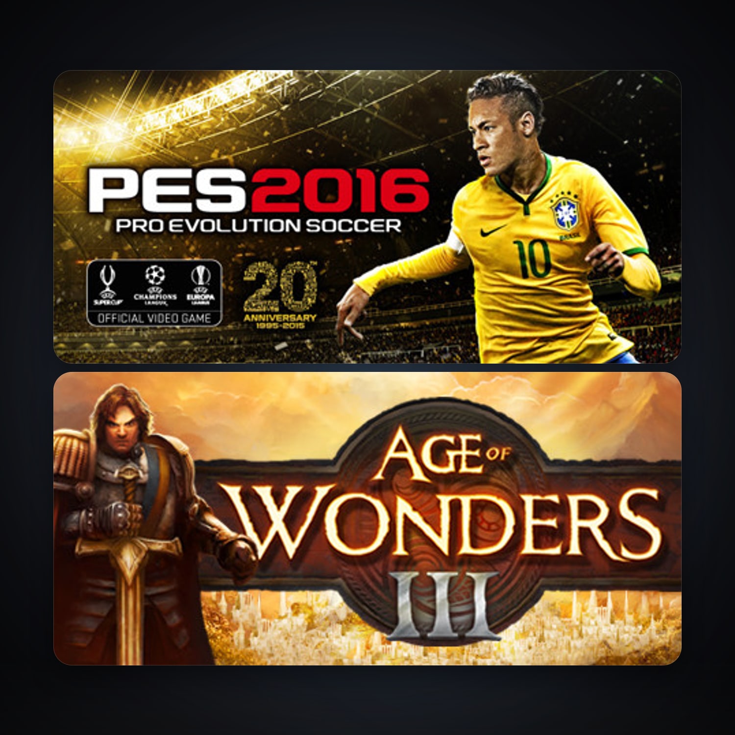 Age of Wonders III + Pro Evolution Soccer 2016, 2 games, clean — HabibiAccounts