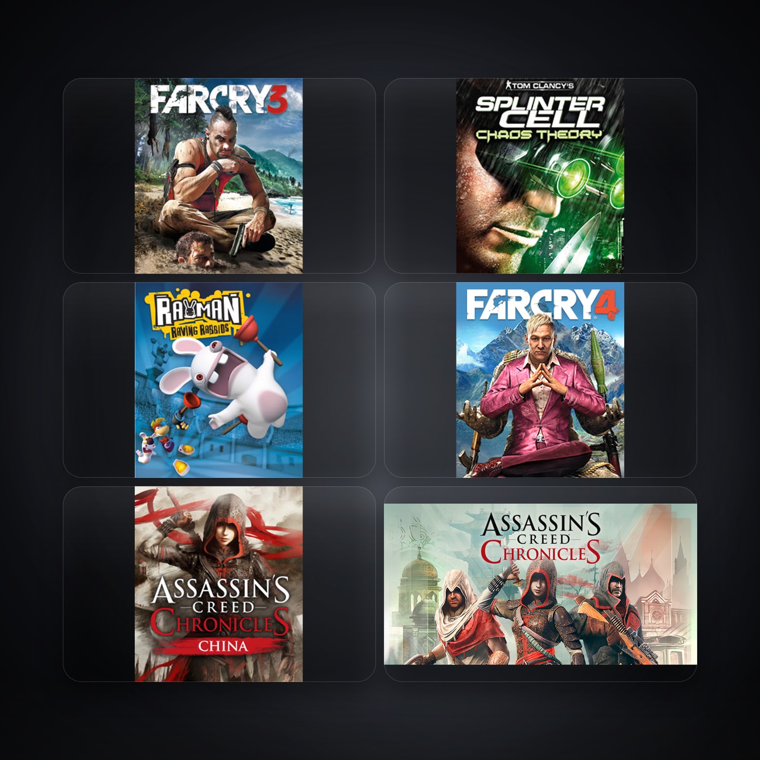 Ubisoft account — Far Cry 3 Deluxe Edition + Tom Clancy's Splinter Cell Chaos Theory — EC — 9 games — HabibiAccounts