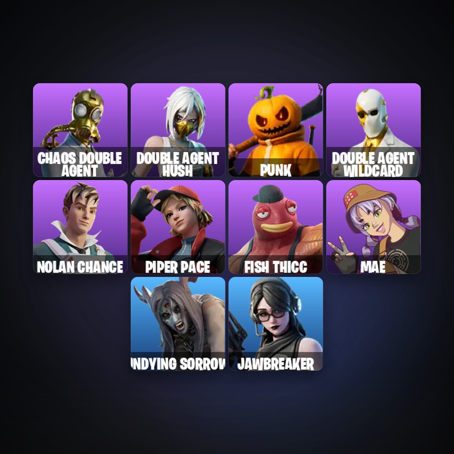 Fortnite account with Chaos Double Agent & Double Agent Hush — 13 skins — 350 V-Bucks — lvl 148 — HabibiAccounts