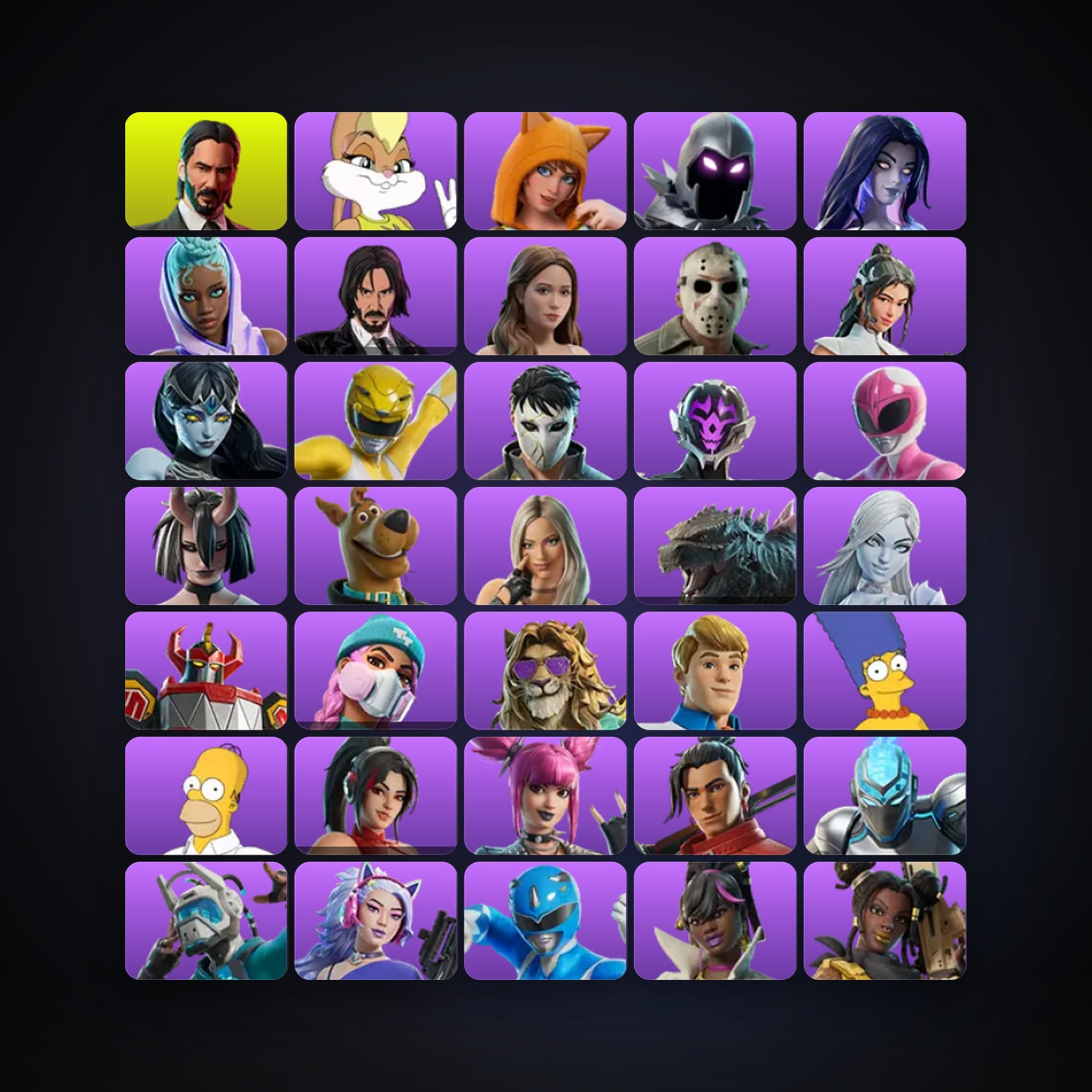 Fortnite locker — 186 skins — 800 V-Bucks — lvl 1850 — HabibiAccounts