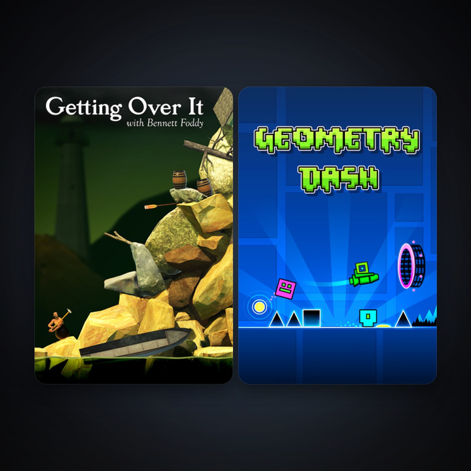 Getting Over It with Bennett Foddy + Geometry Dash, 2 games, clean — HabibiAccounts