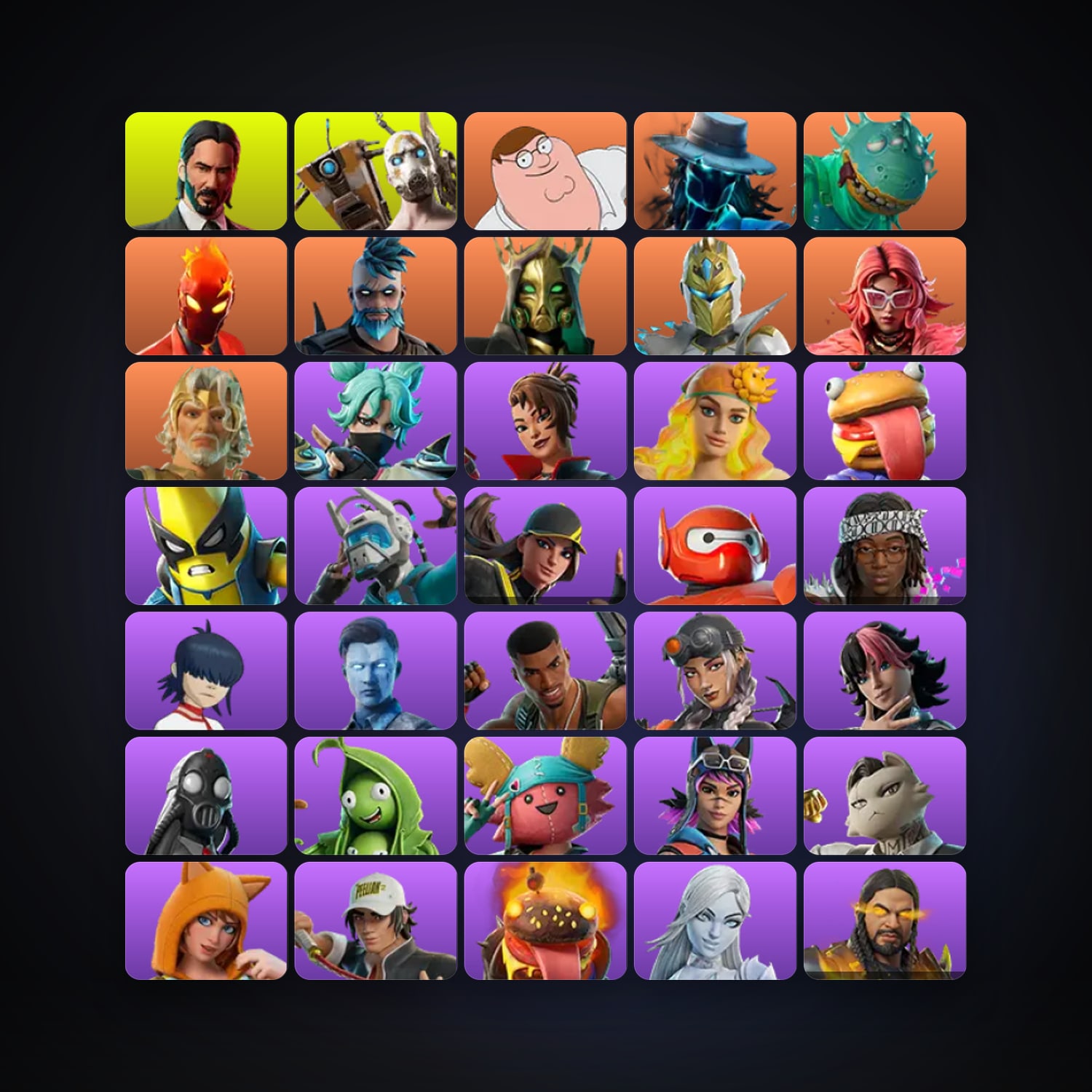 Fortnite locker — 187 skins — 1K V-Bucks — lvl 2751 — HabibiAccounts