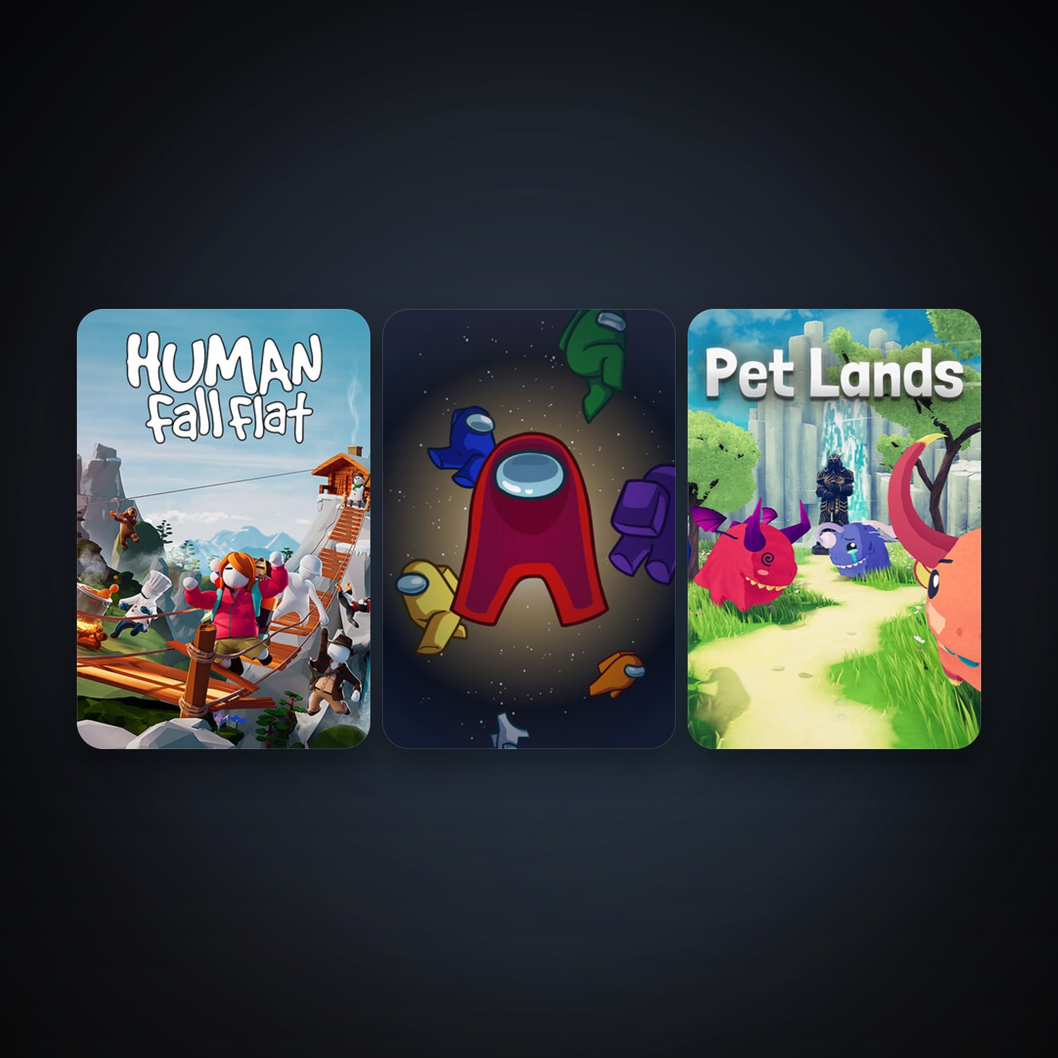 Human: Fall Flat + Among Us, 3 games, clean — HabibiAccounts