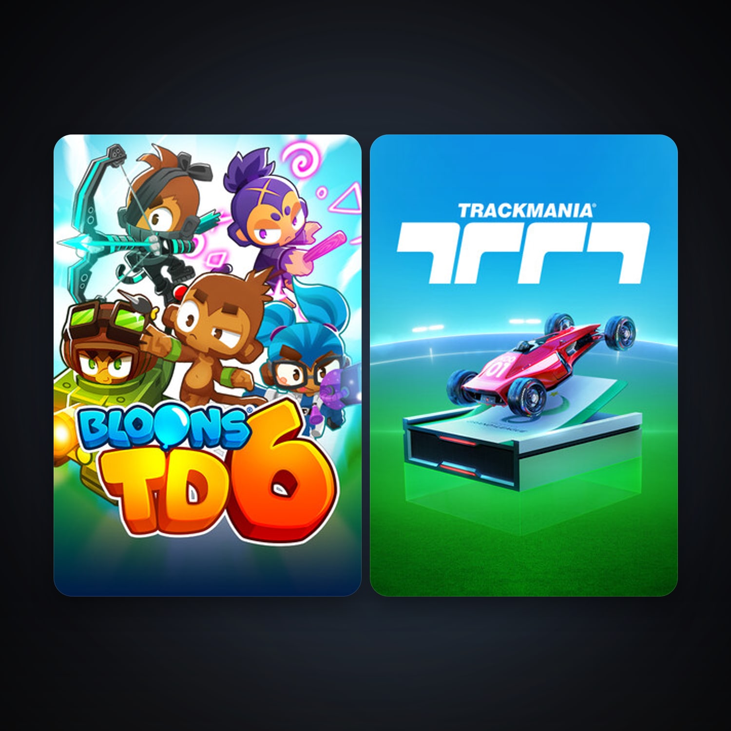 Bloons TD 6 + Trackmania, 7 games, clean — HabibiAccounts