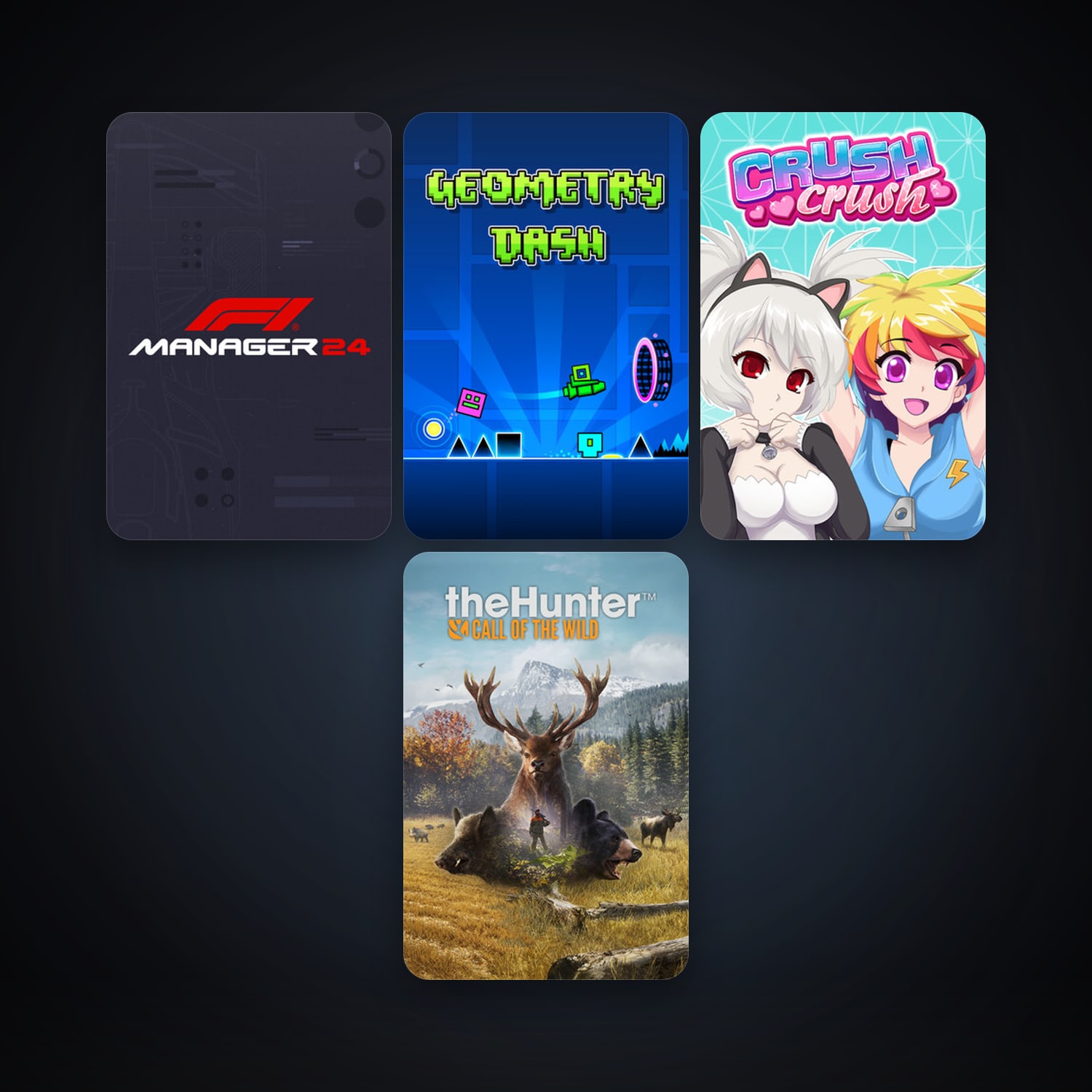 Geometry Dash + Crush Crush, 8 games, clean — HabibiAccounts