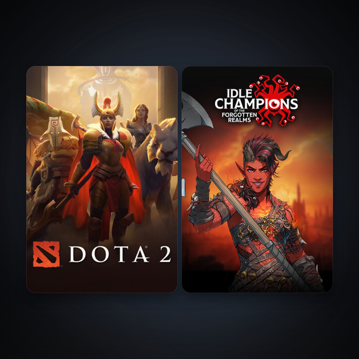 Steam account: Dota 2 + Idle Champions of the Forgotten Realms, 2 games, clean — HabibiAccounts