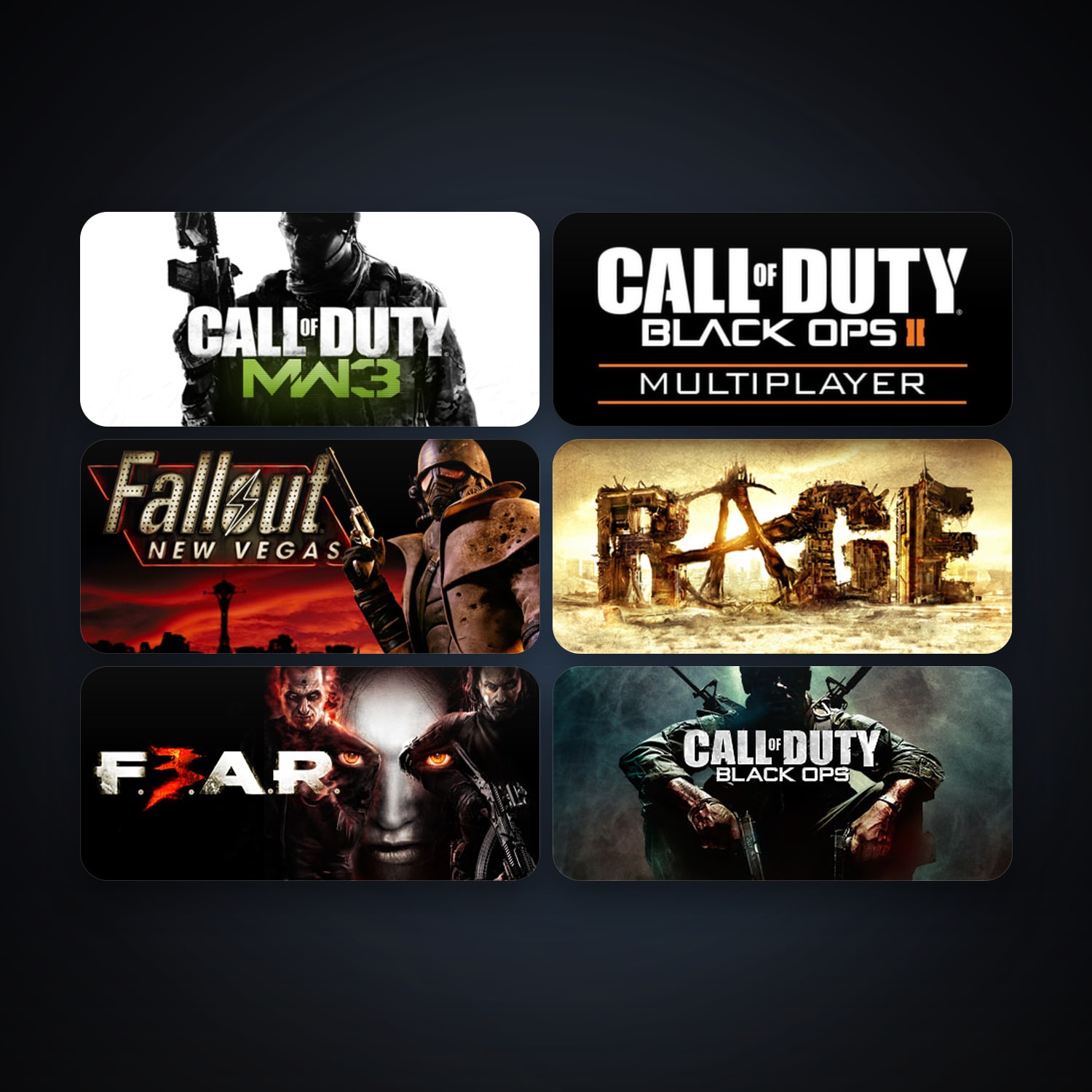 RAGE + F.E.A.R. 3, 16 games, clean — HabibiAccounts