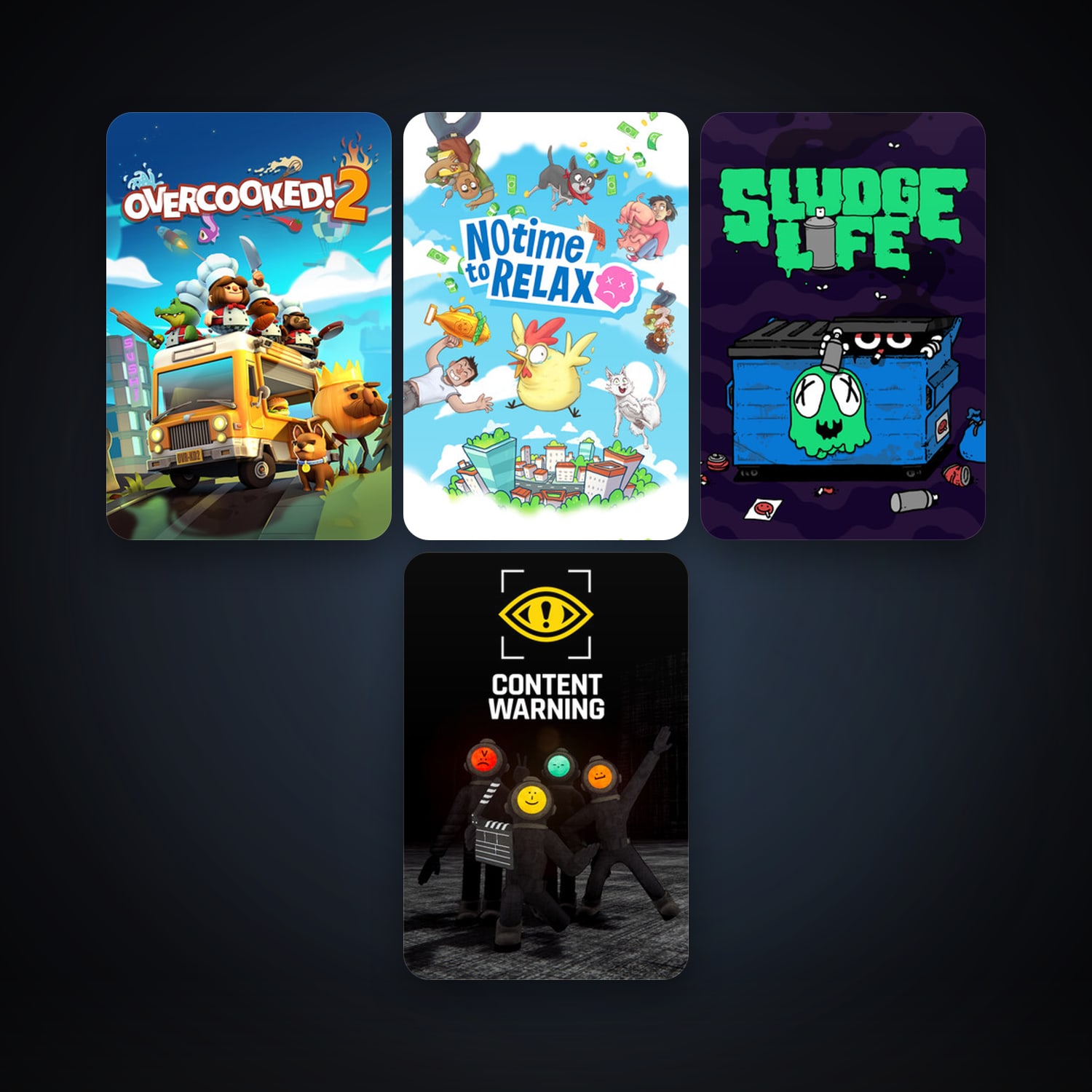 Overcooked! 2 + No Time to Relax, 5 games, clean — HabibiAccounts